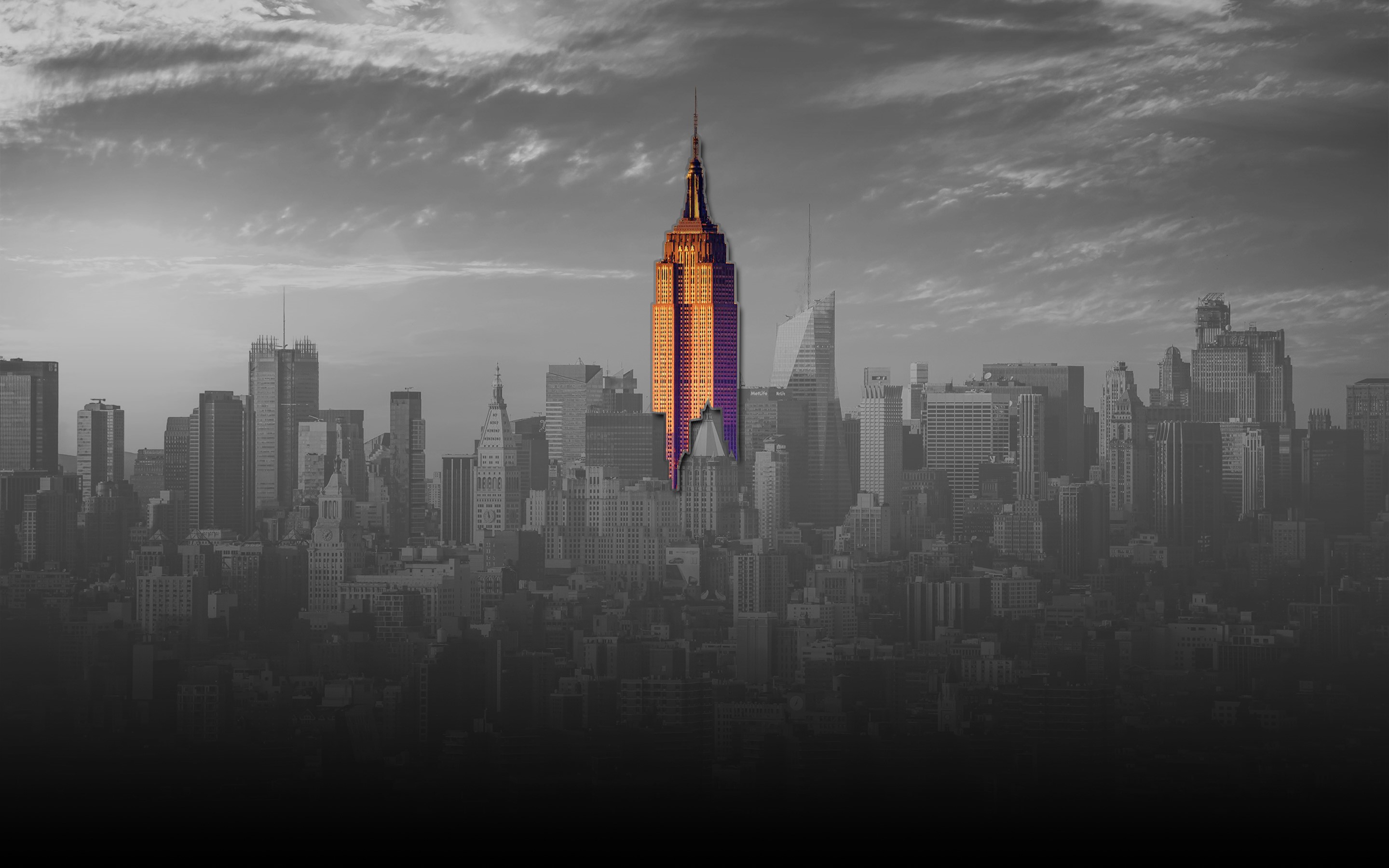 Empire State Building in New York City with Selective Coloring HD Wallpaper