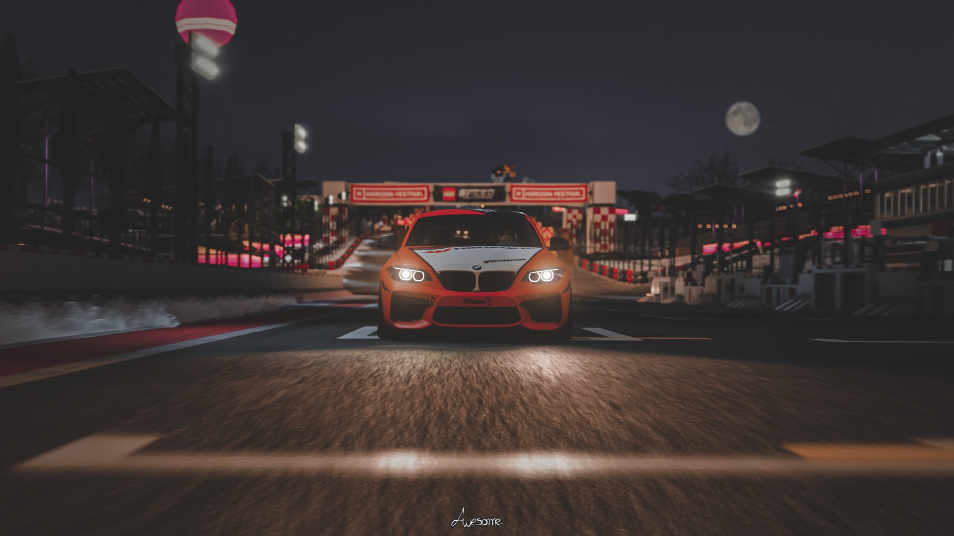 BMW M2 on a race track at night in Forza Horizon 4 HD Wallpaper