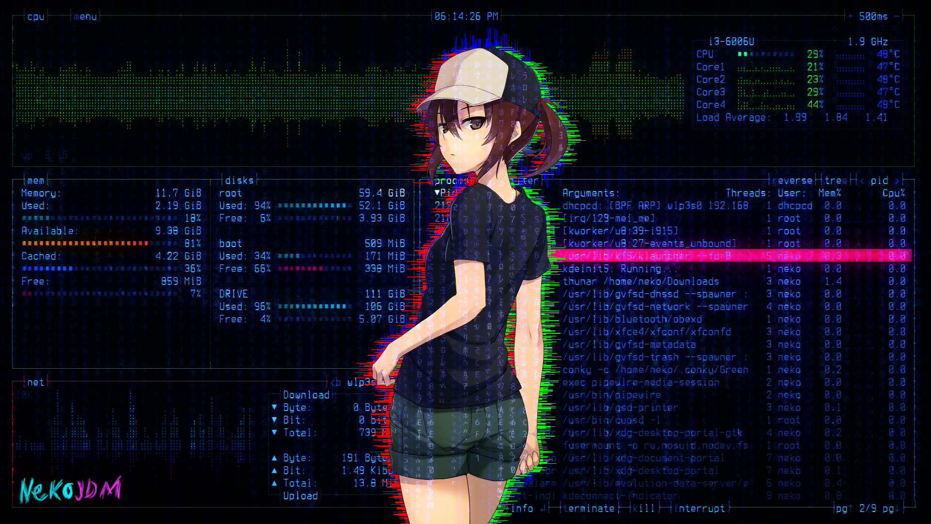 Misaka Mikoto from To Aru Kagaku no Railgun using bpytop HD Wallpaper