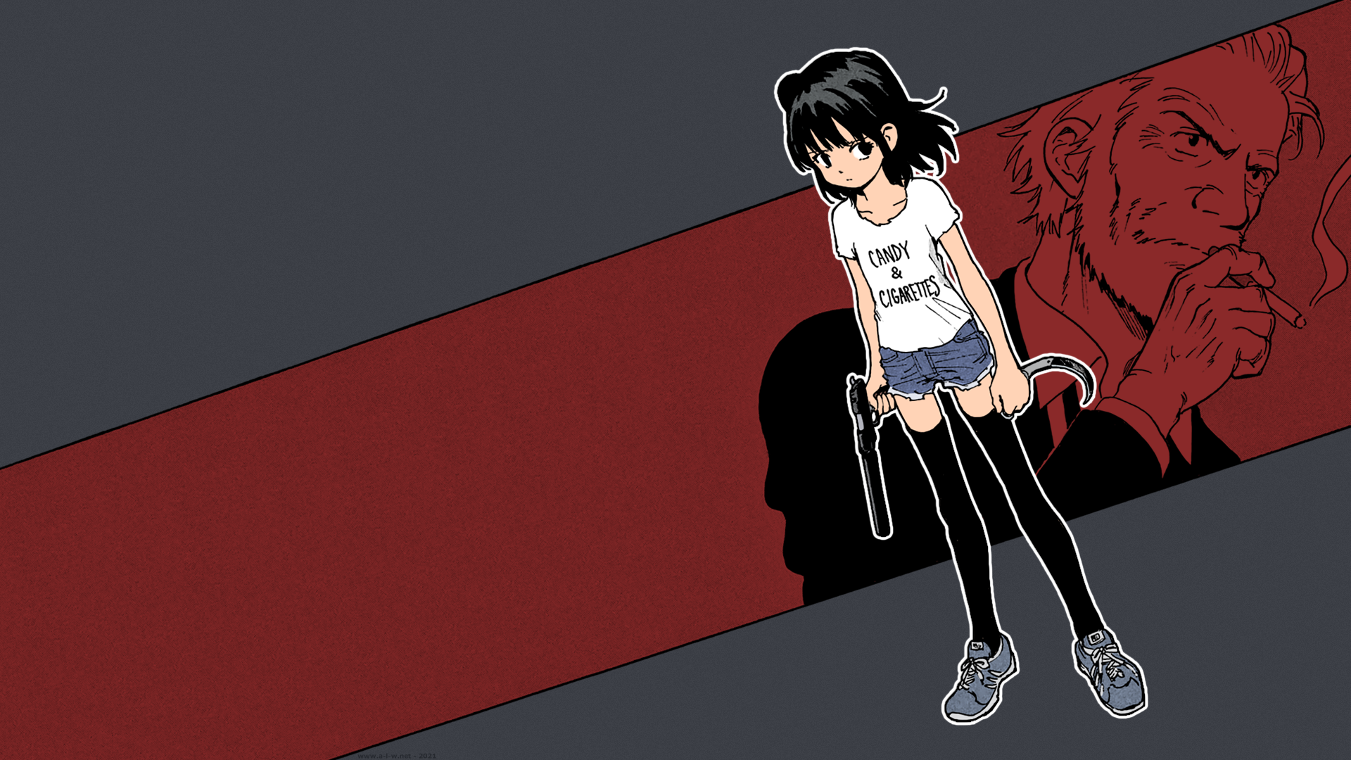 Miharu Suzukaze from Candy & Cigarettes with a man HD Wallpaper