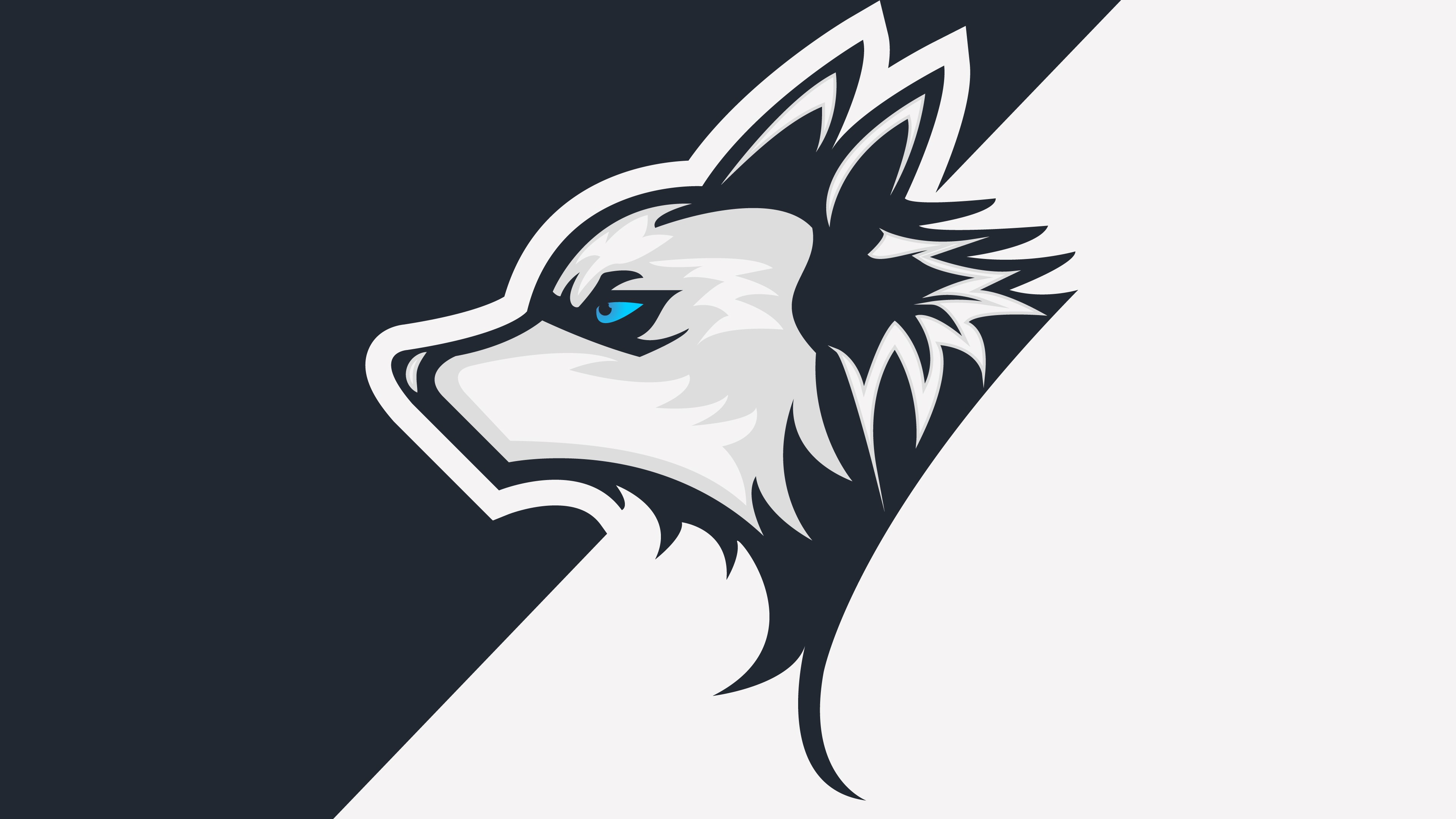 Minimalist digital art of a wolf head HD Wallpaper
