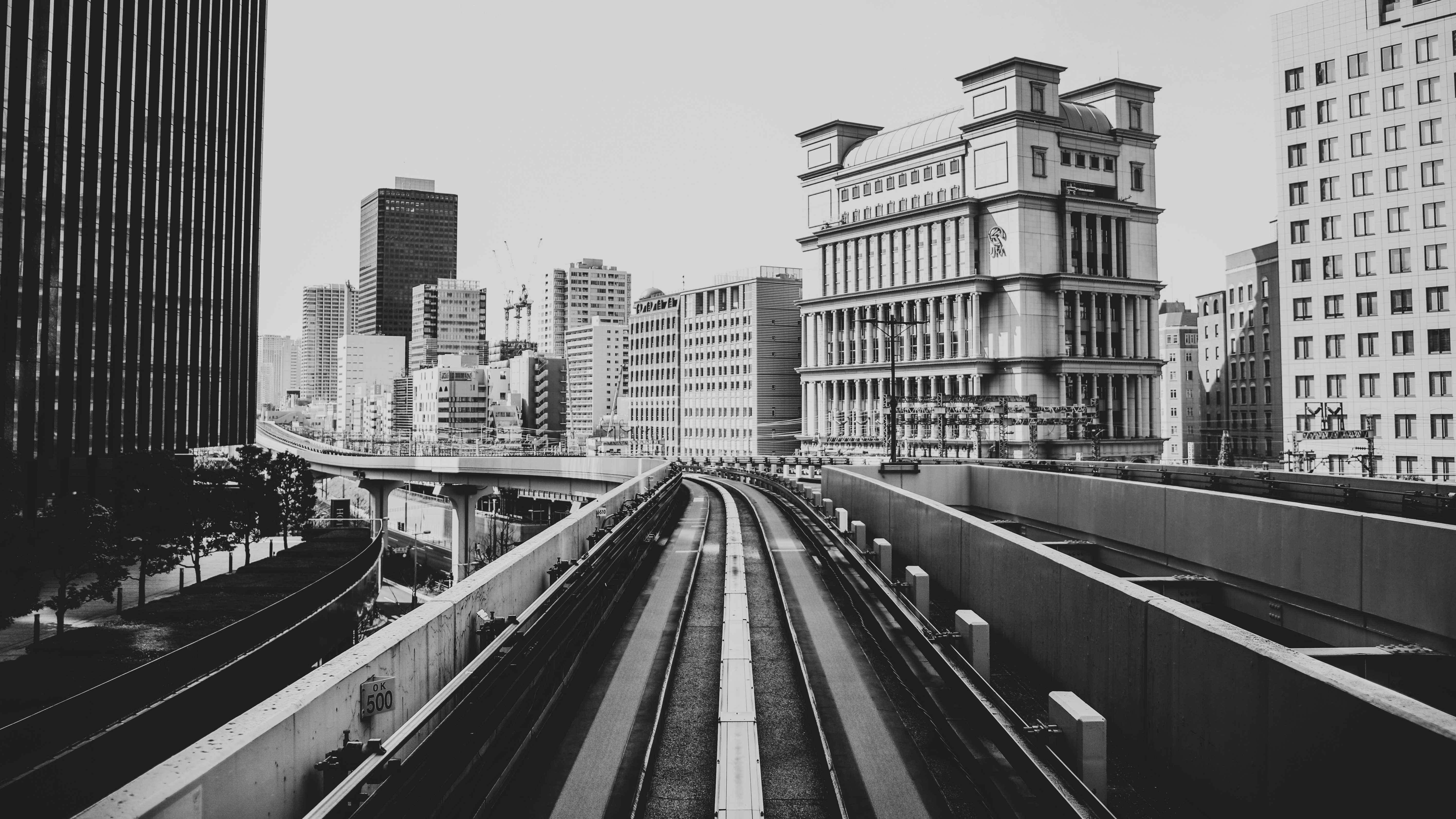 4K Tokyo Japan Monochrome Cityscape HD Wallpaper