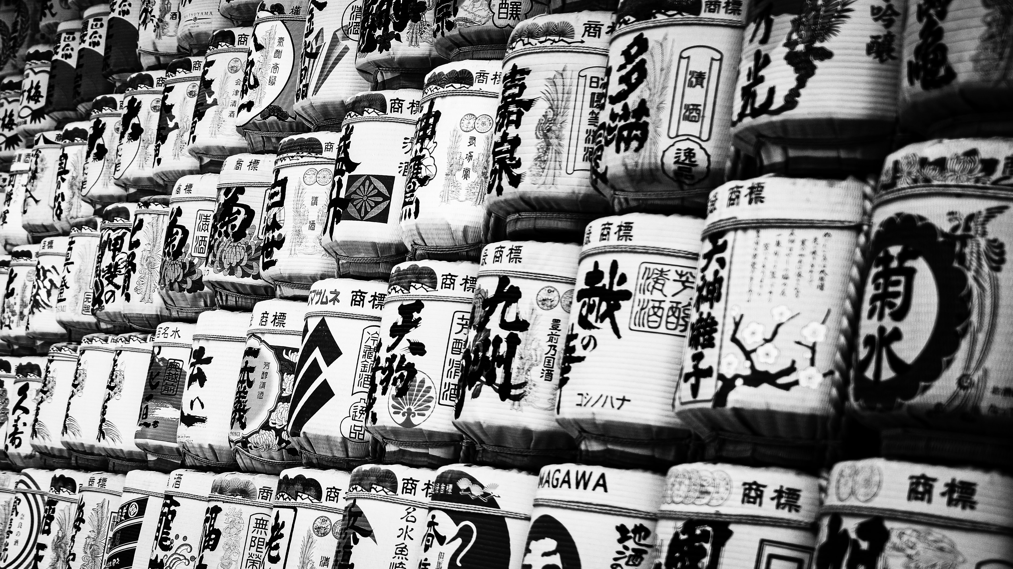 Sake barrels at Meiji Jingu Shrine in Tokyo HD Wallpaper