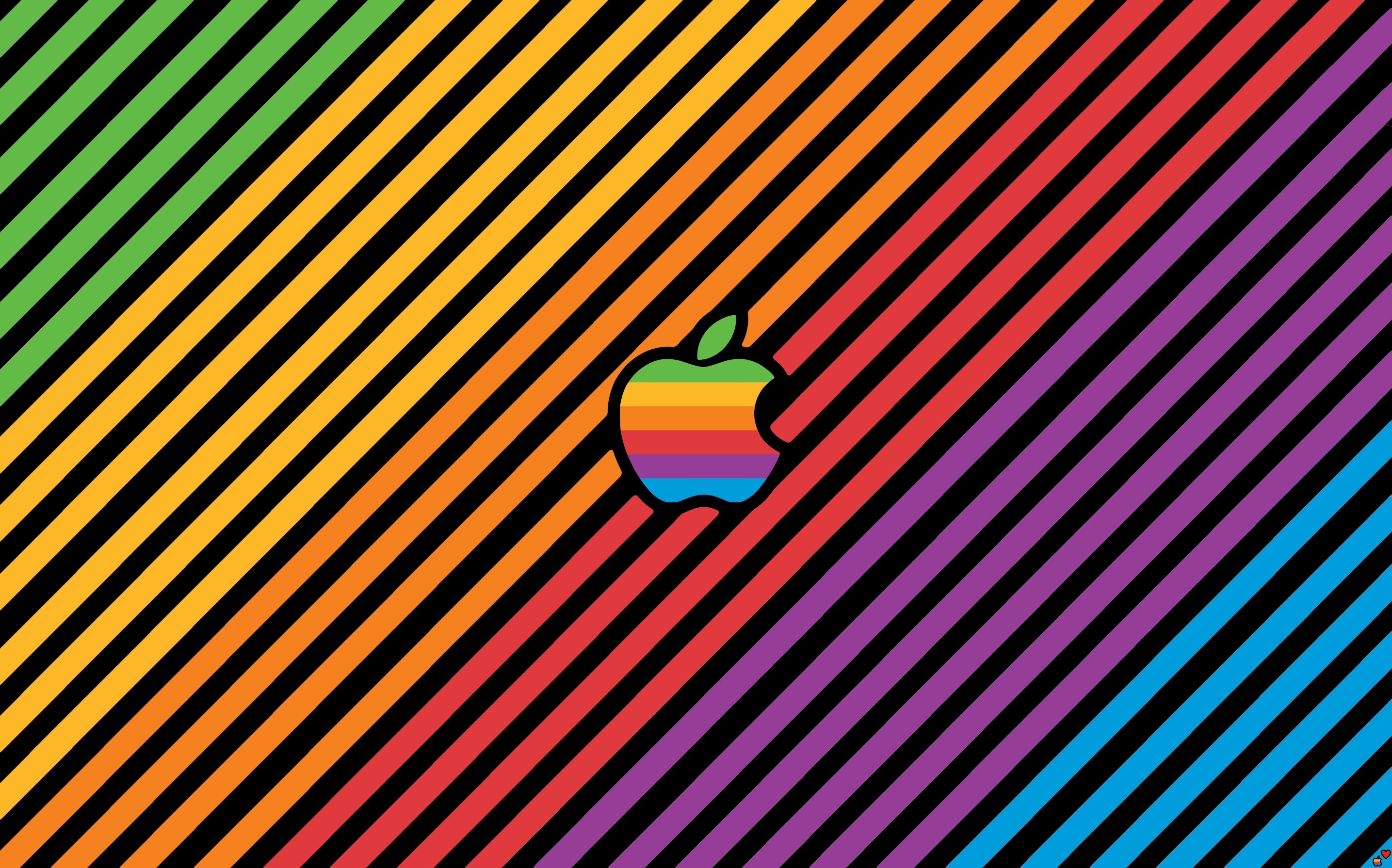 Apple logo with rainbow stripes background HD Wallpaper