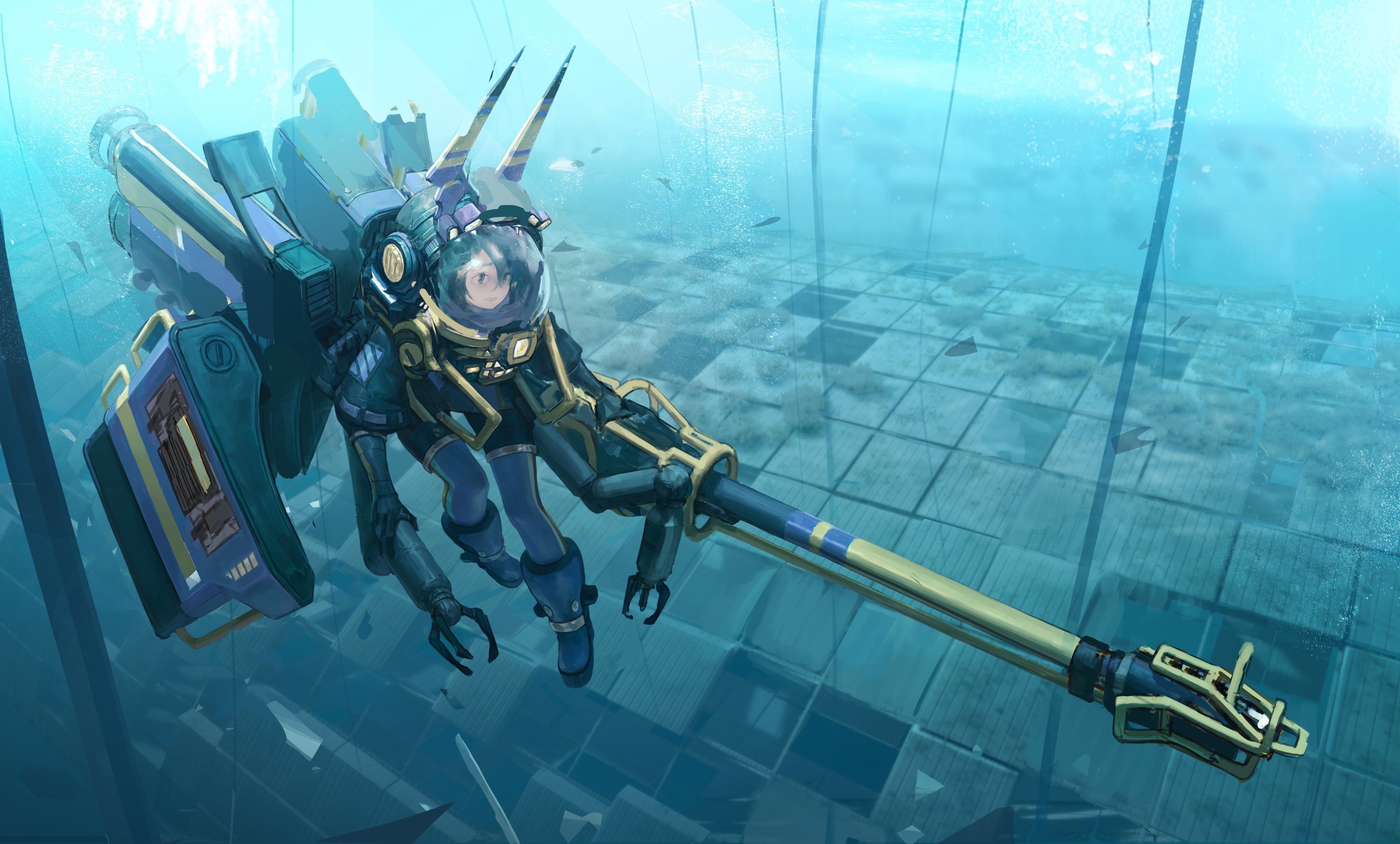 Space Valkyrie underwater mech suit HD Wallpaper