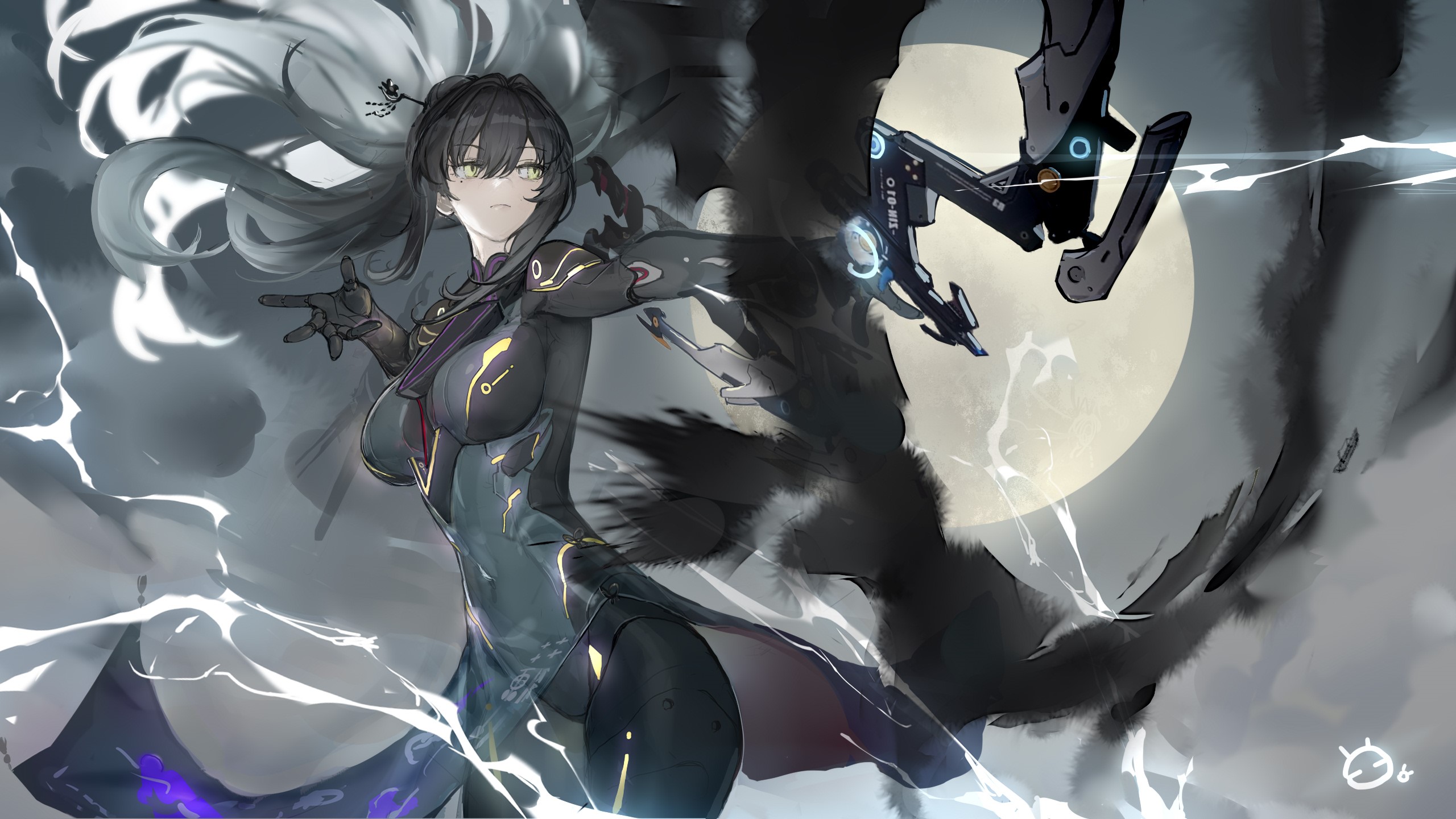 Choseki from Punishing: Gray Raven with cyborg arm HD Wallpaper