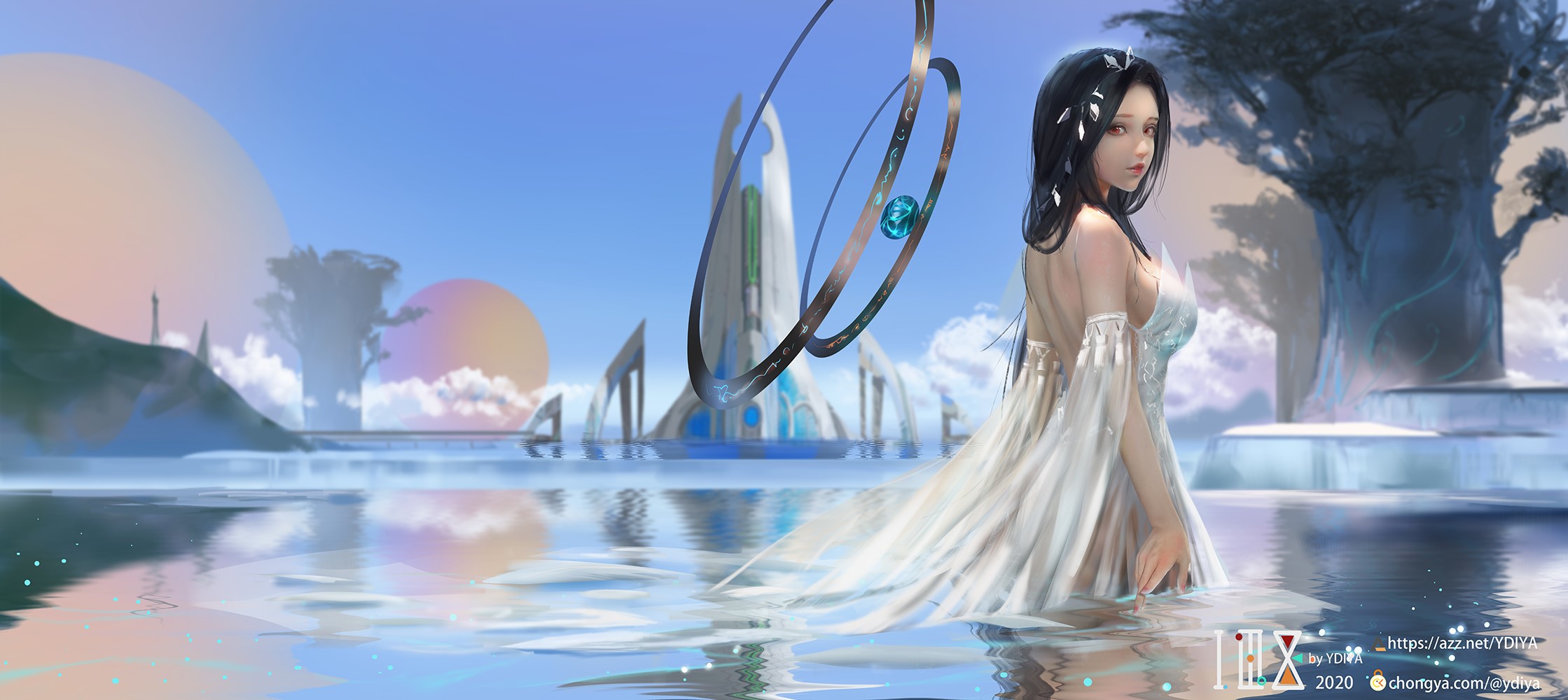Ydiya Kai in a fantasy water landscape HD Wallpaper