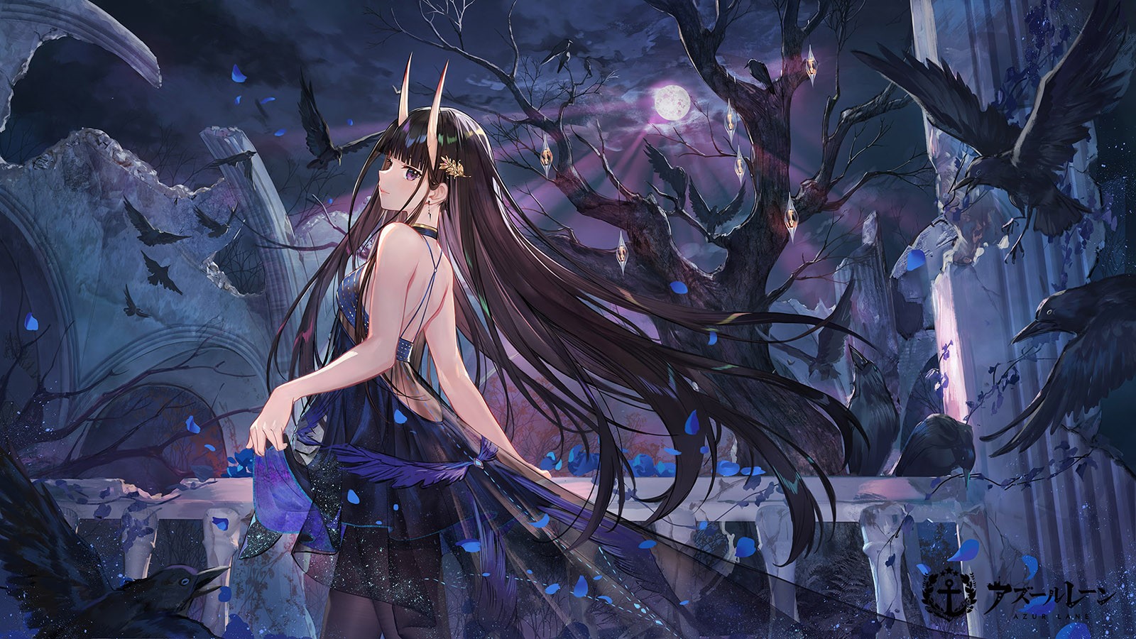 Noshiro from Azur Lane Under Moonlight HD Wallpaper