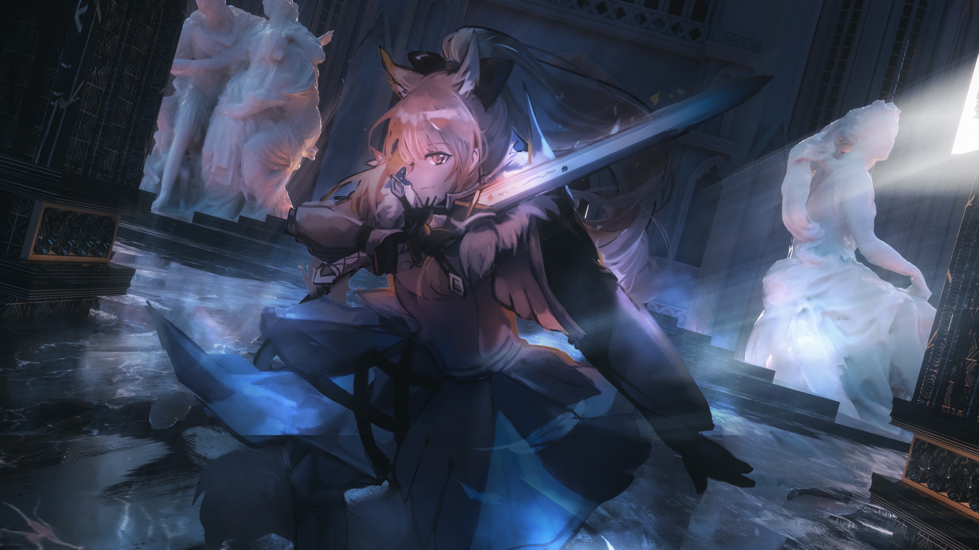 Seymour from Arknights holding a sword HD Wallpaper