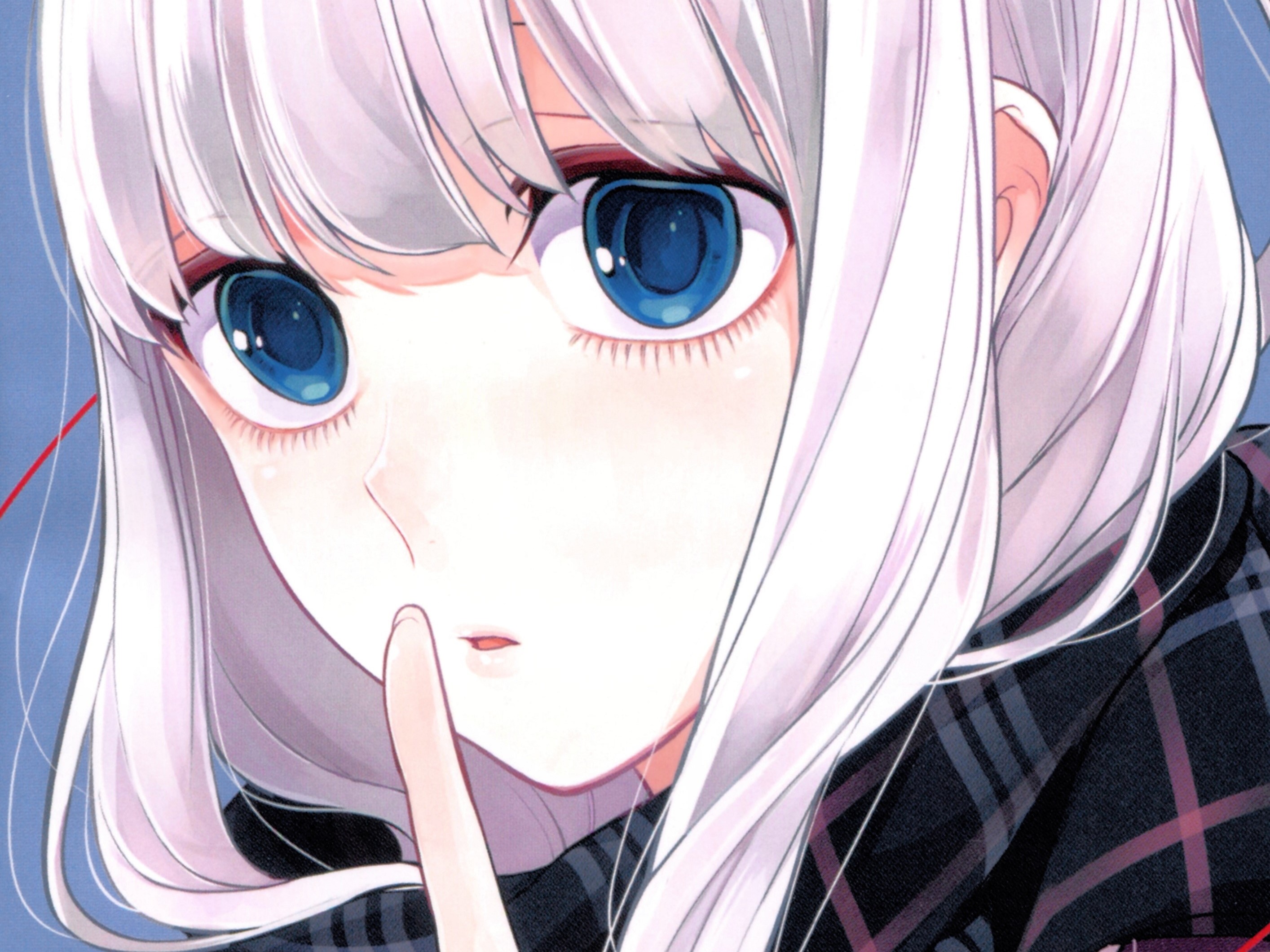 Anime girl with white hair and blue eyes HD Wallpaper