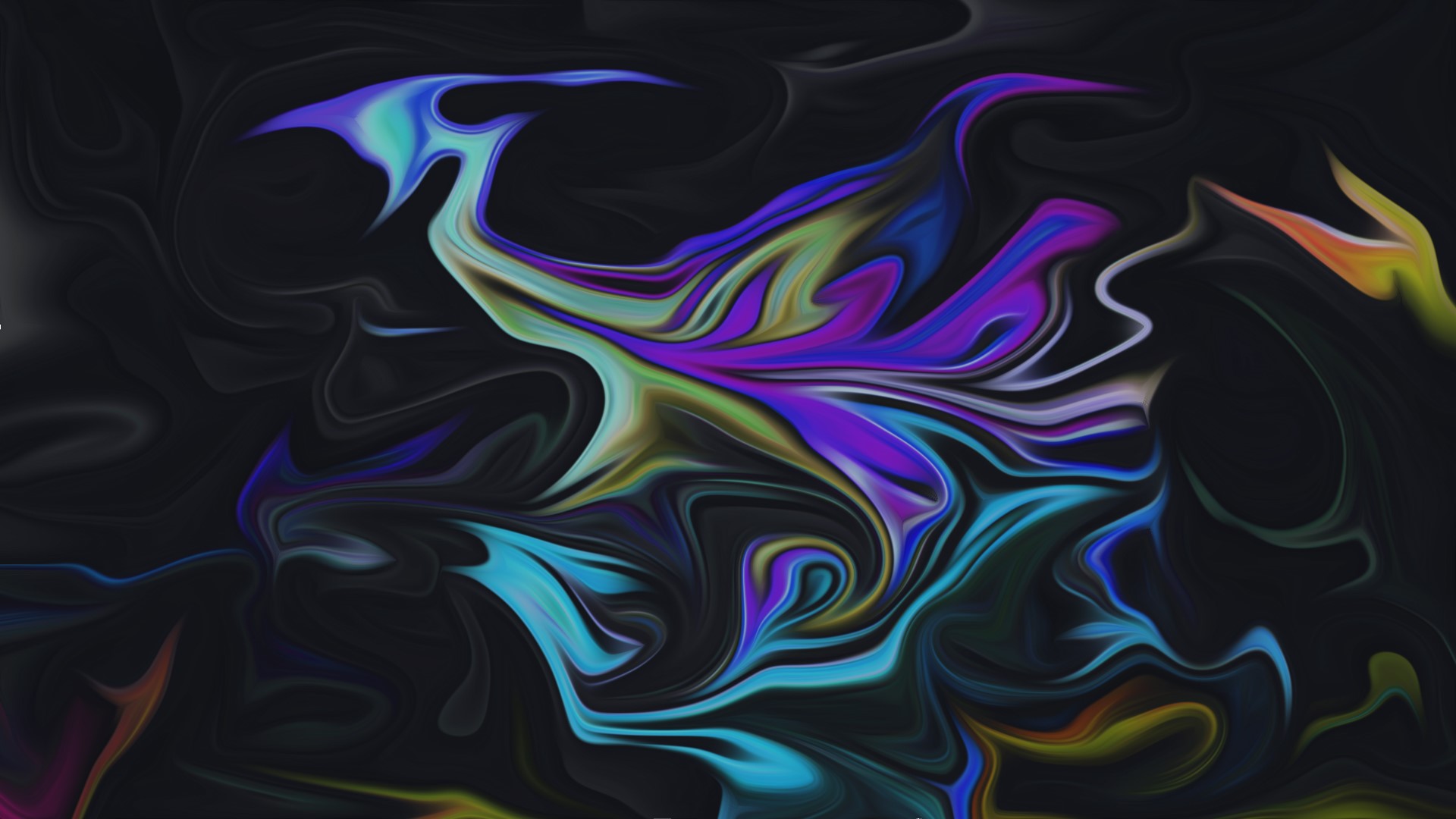 Abstract fluid art with vibrant colors on dark background HD Wallpaper