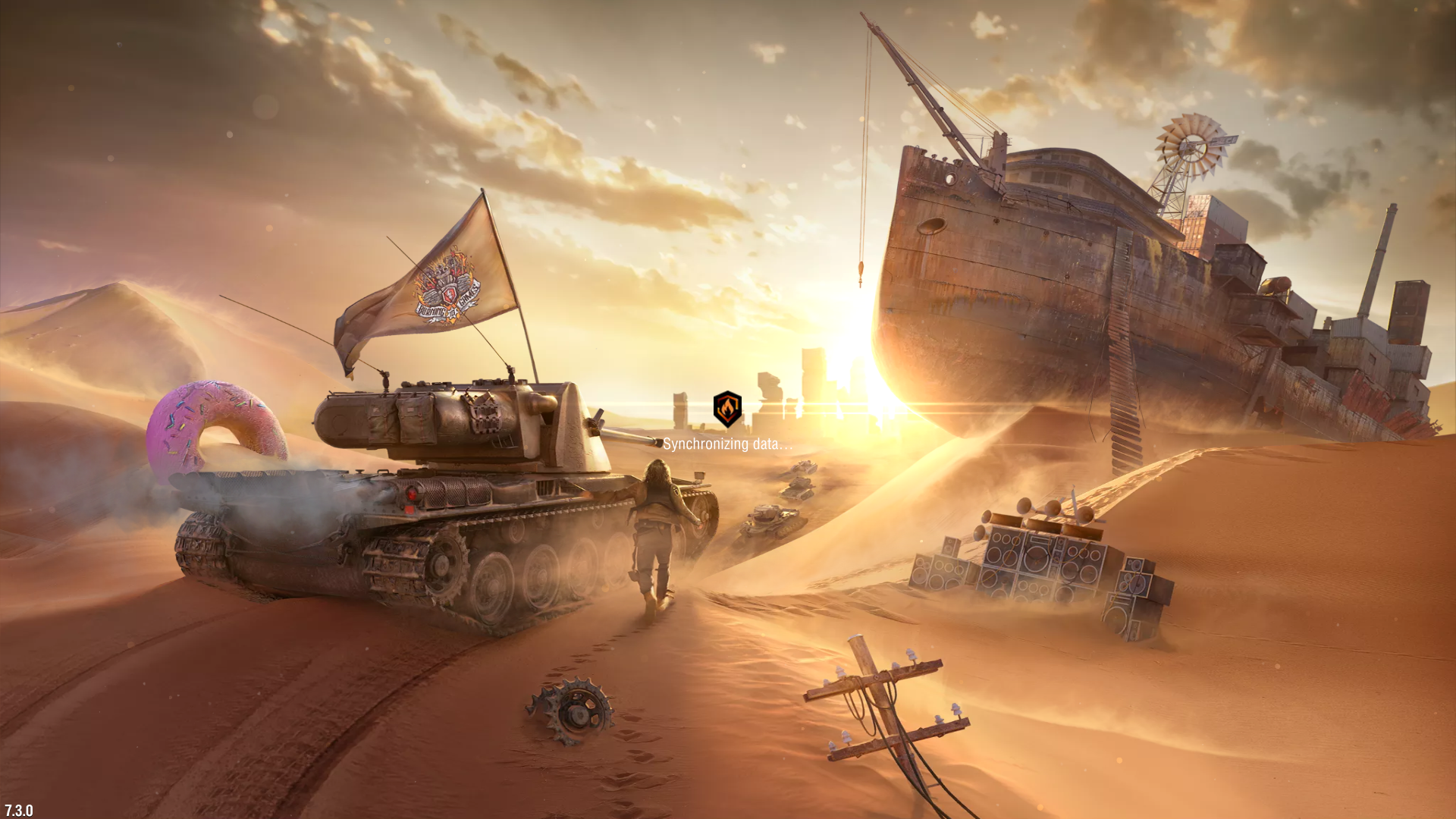 WOT Blitz loading screen with tanks in desert HD Wallpaper
