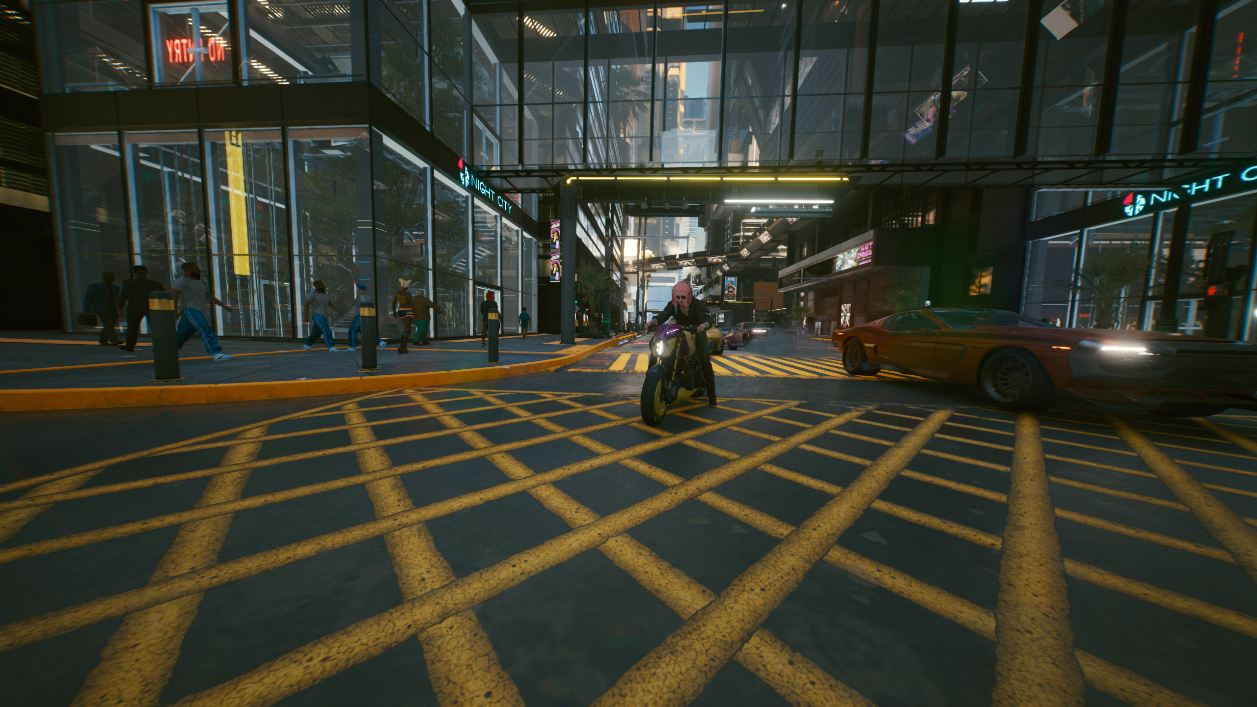 Motorcyclist in Night City from Cyberpunk 2077 HD Wallpaper