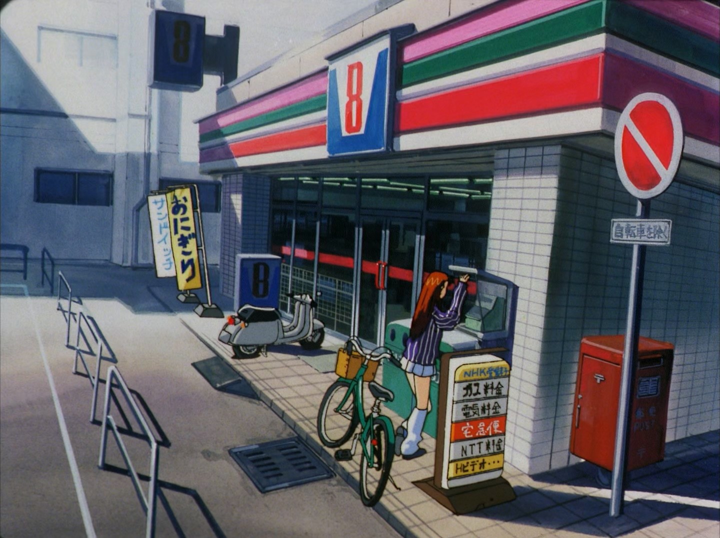 Girl at convenience store in anime style HD Wallpaper