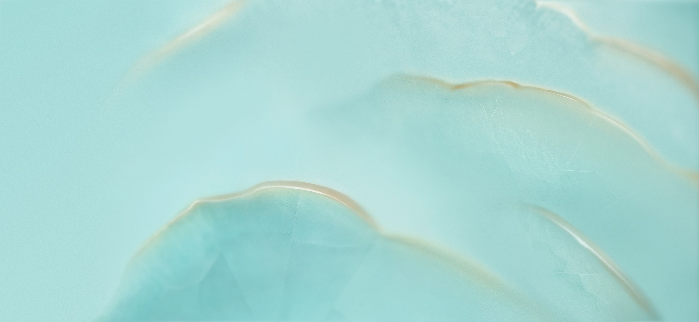Abstract blue and cyan wavy shapes with golden edges HD Wallpaper