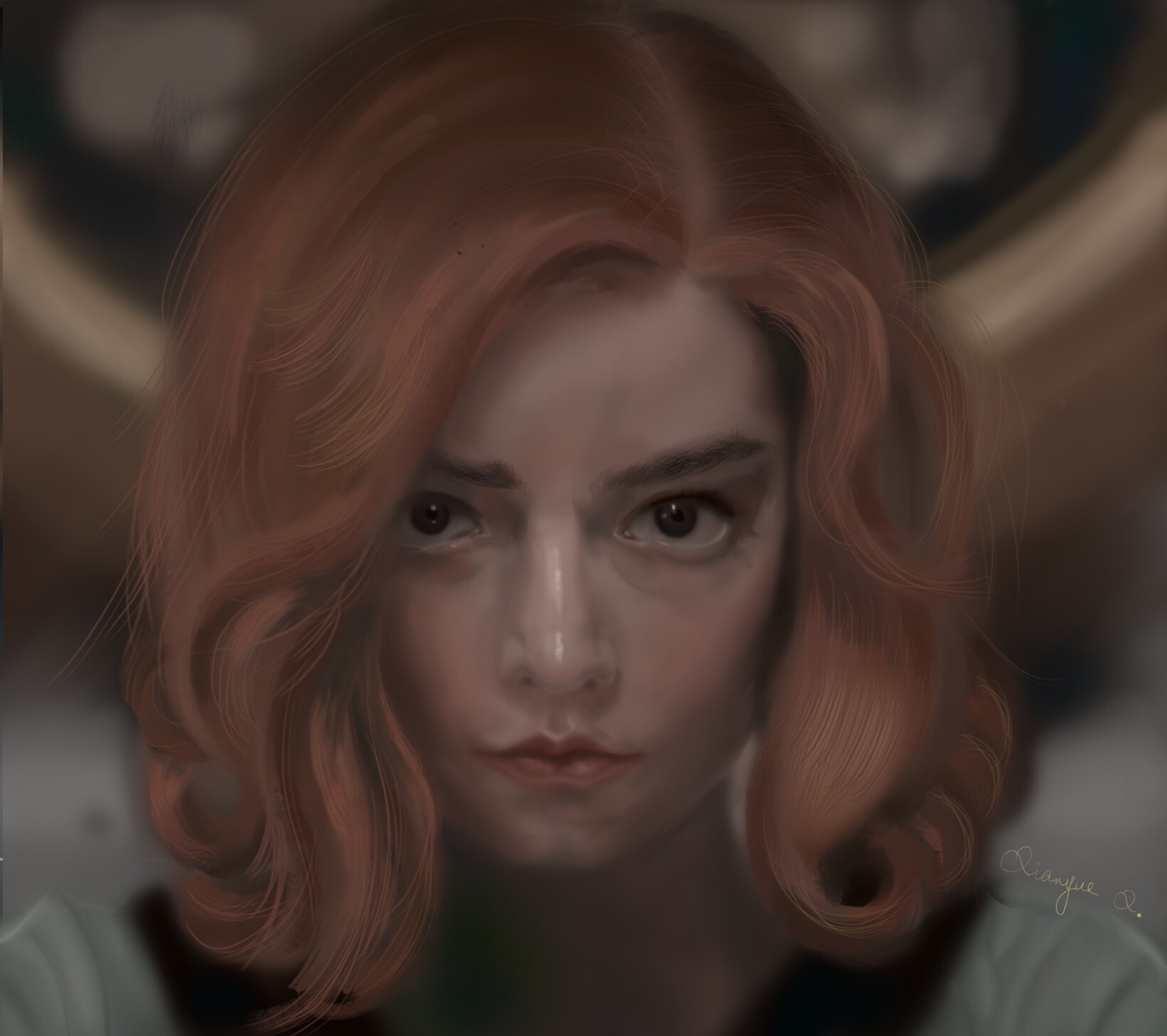 Beth Harmon from The Queen's Gambit digital painting HD Wallpaper