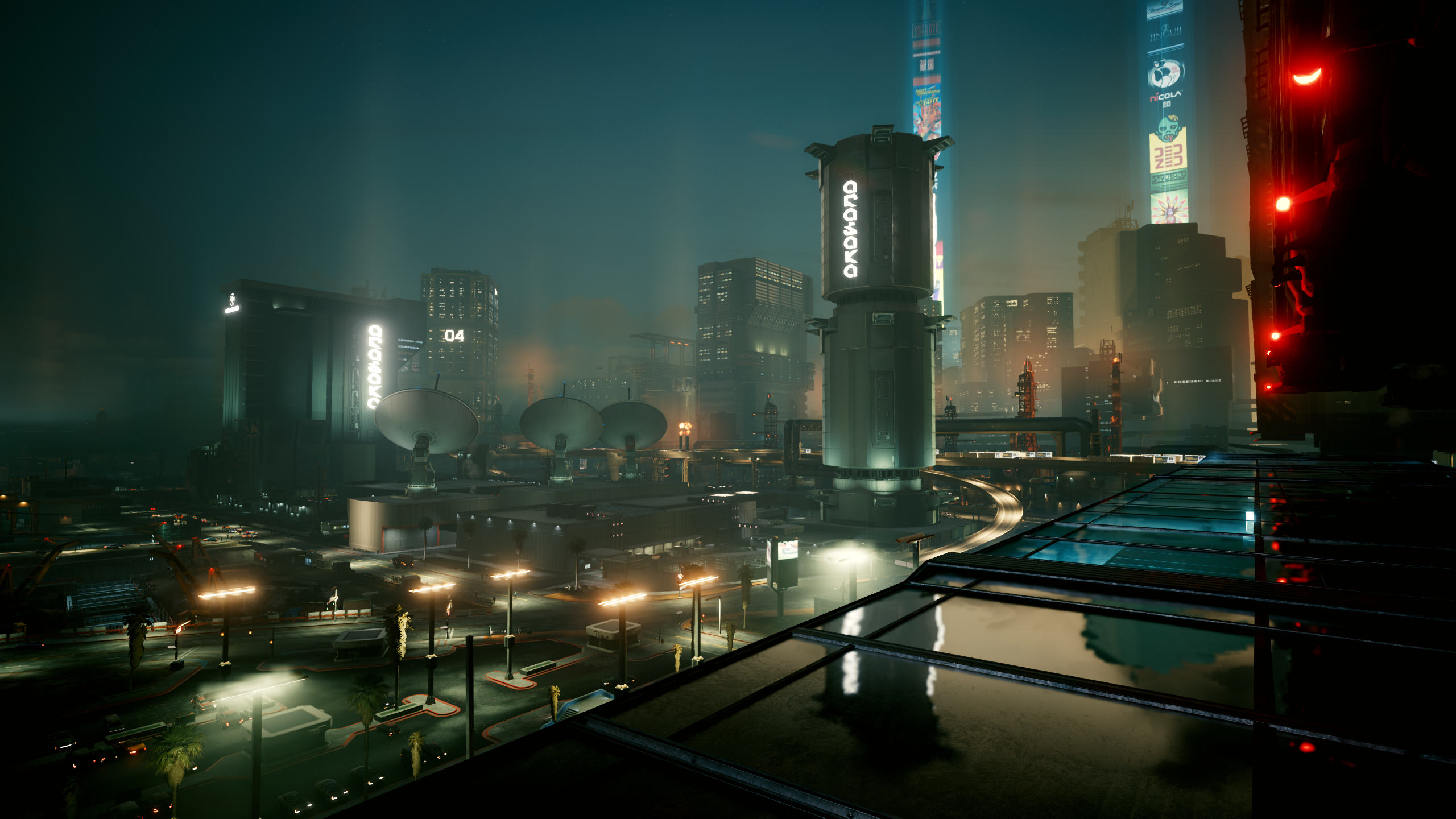 Cyberpunk 2077 cityscape with neon lights HD Wallpaper