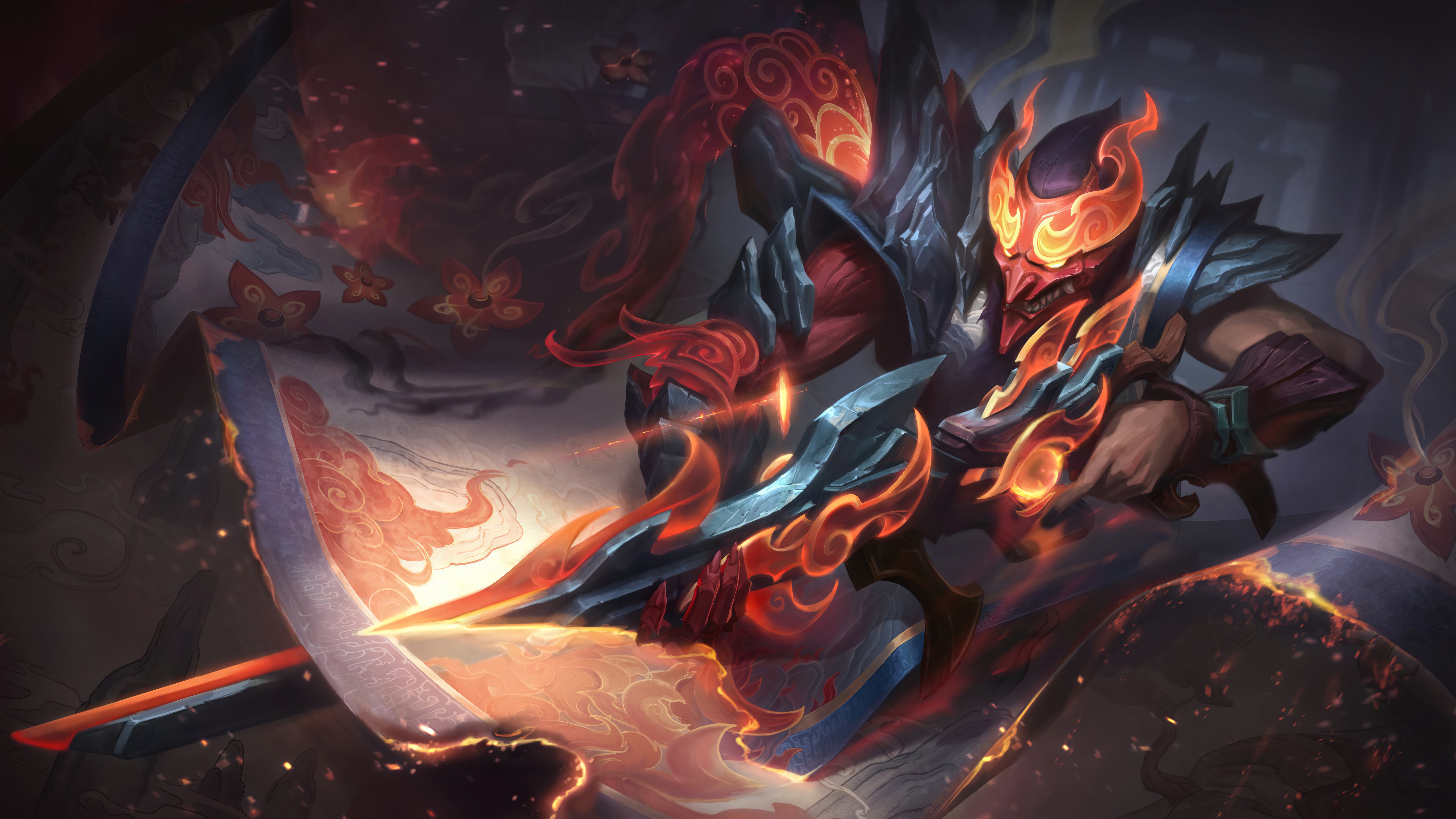 4K Jhin from League of Legends with scrolls HD Wallpaper