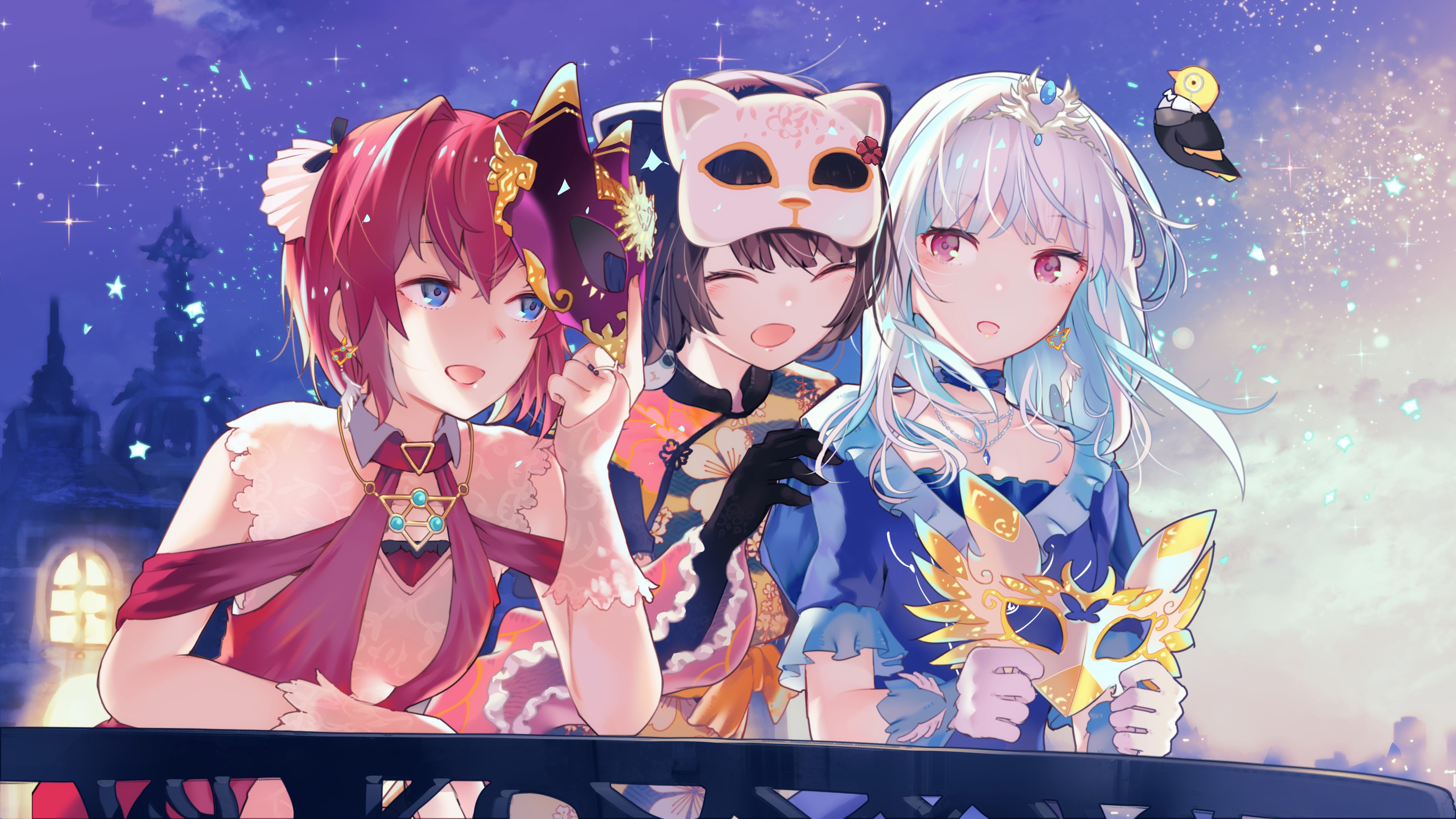 Ange Katrina, Lize Helesta, Inui Toko from Nijisanji HD Wallpaper