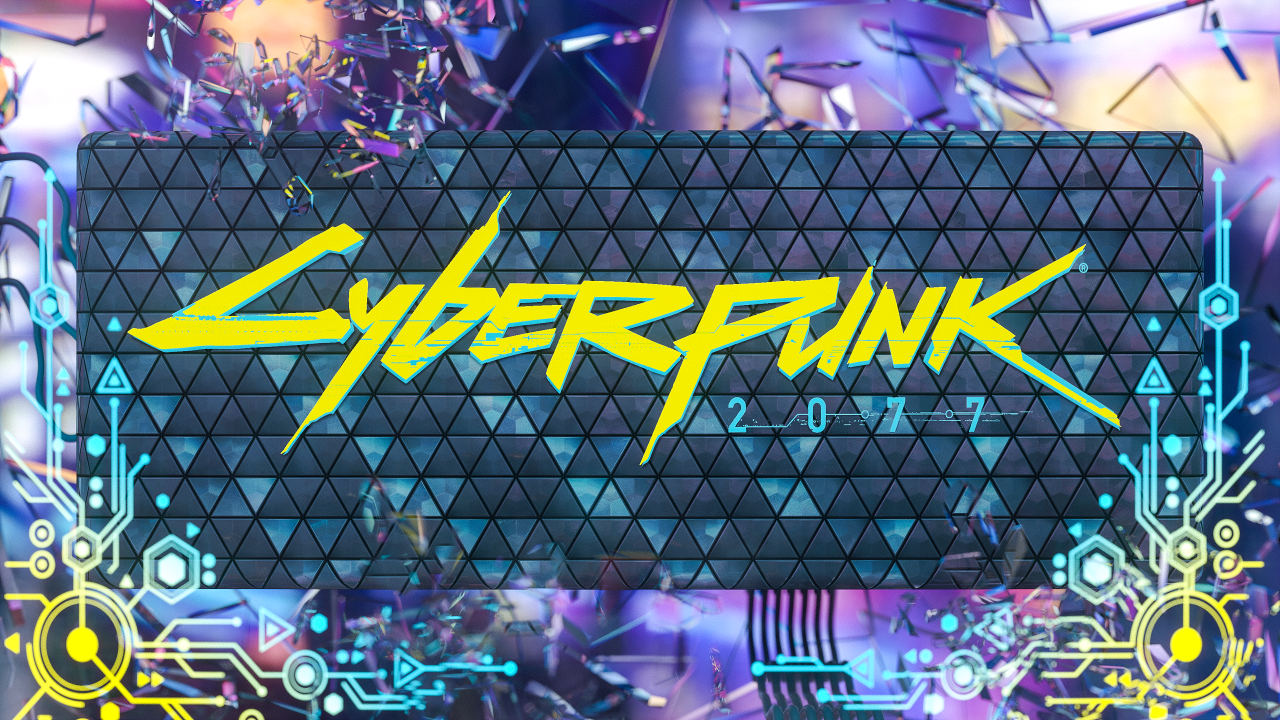 Cyberpunk 2077 Logo with Abstract Background HD Wallpaper