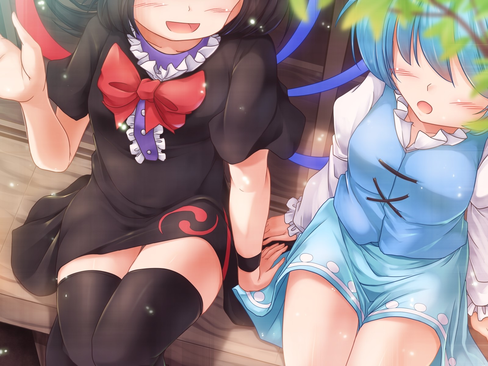 Tatara Kogasa and Houjuu Nue from Touhou sitting together HD Wallpaper
