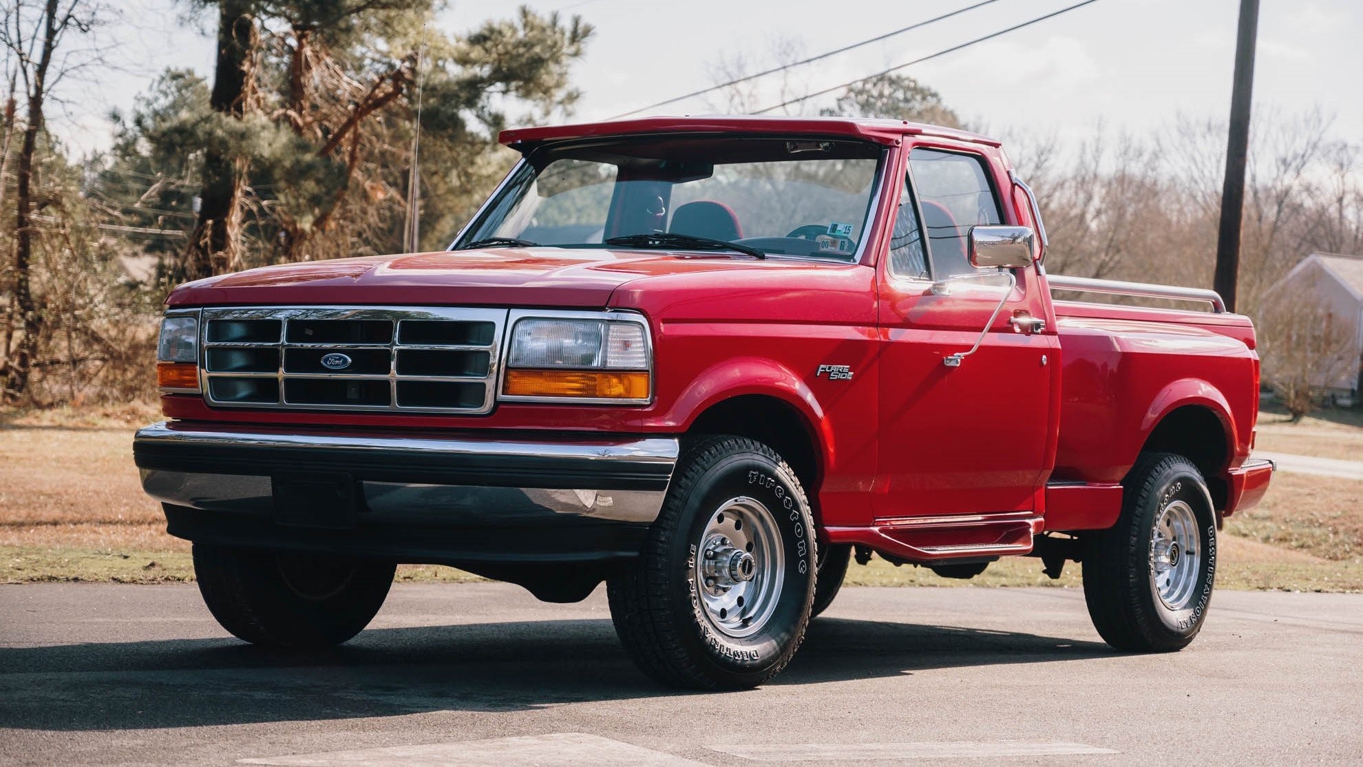 Red Ford F-150 Flareside pickup truck HD Wallpaper
