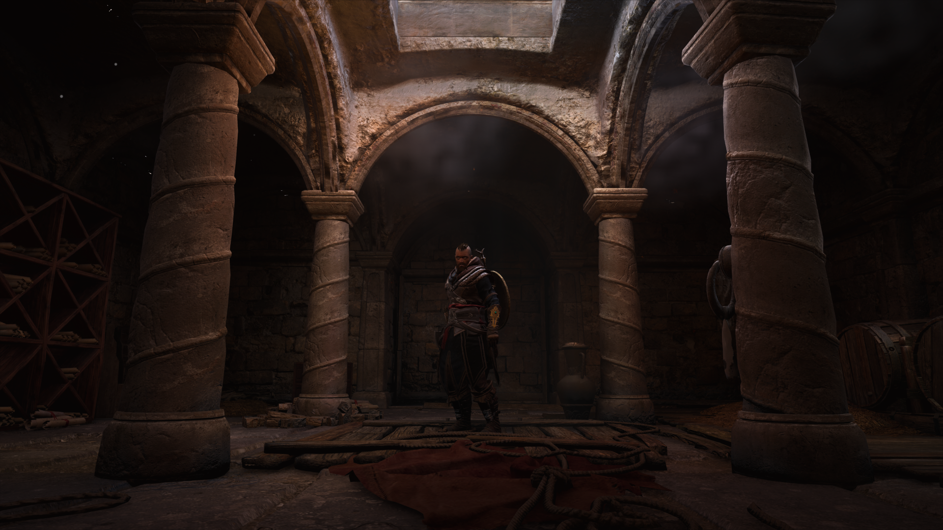 Eivor from Assassin's Creed Valhalla in a stone chamber HD Wallpaper