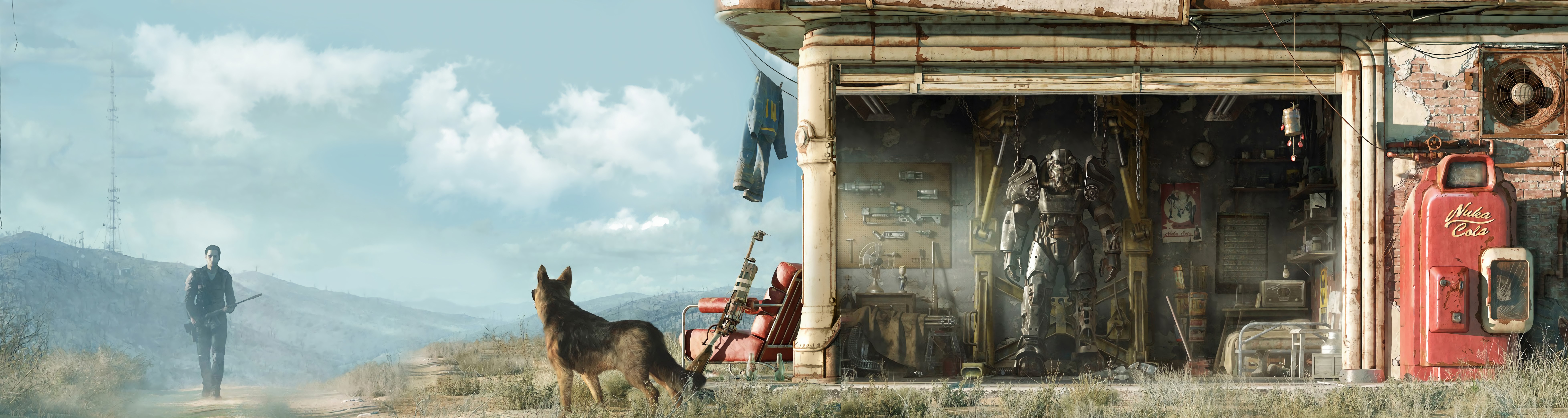 Fallout 4 Power Armor and Dog HD Wallpaper