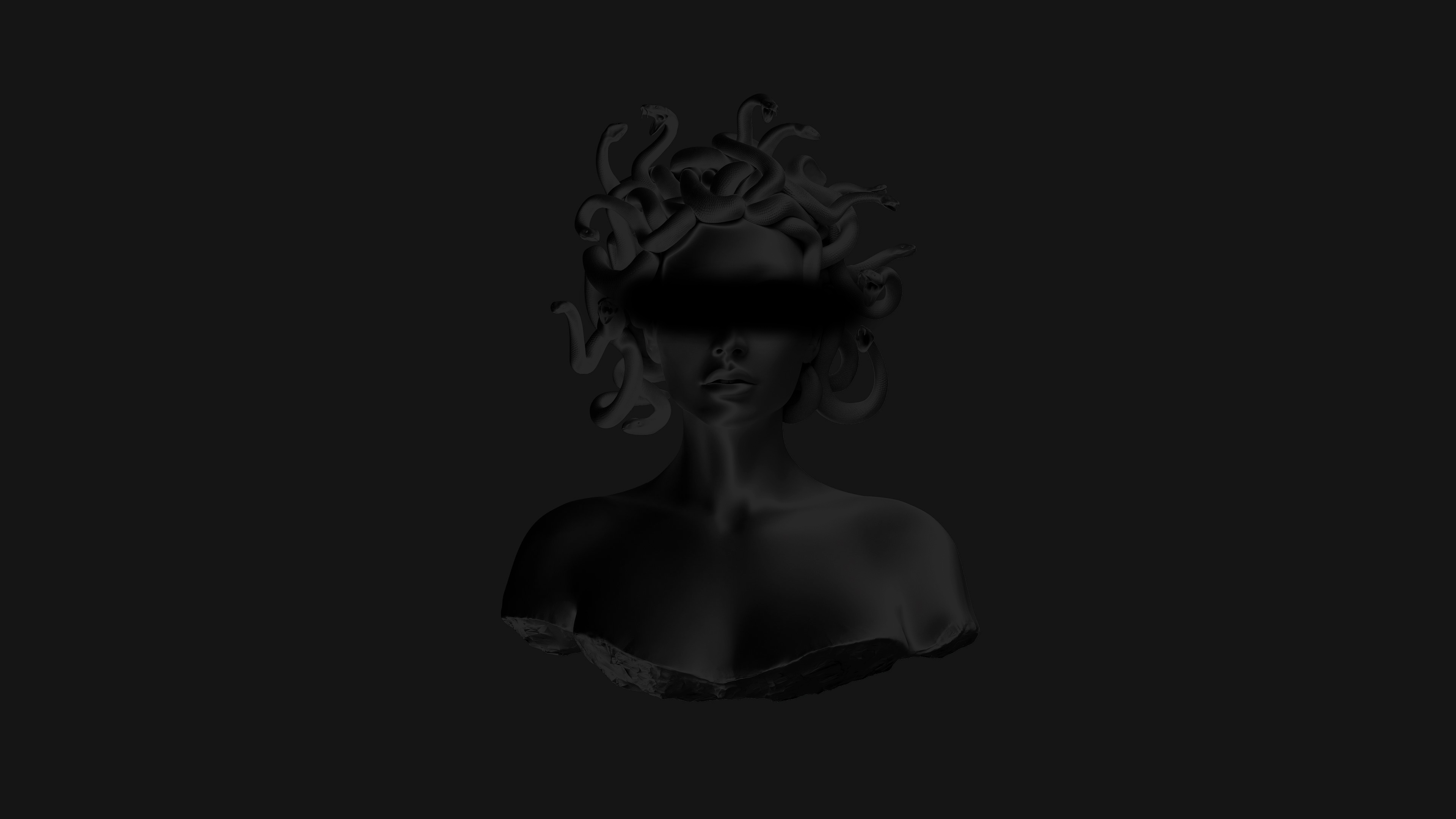 4K Dark Medusa Bust Render HD Wallpaper