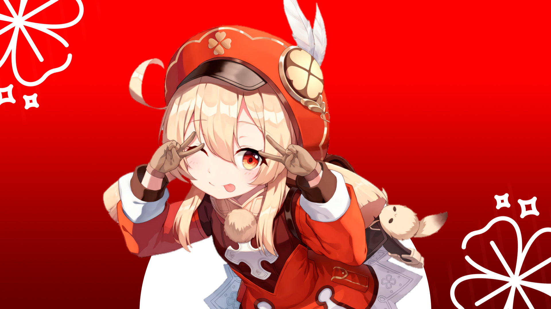 Klee from Genshin Impact making a peace sign HD Wallpaper