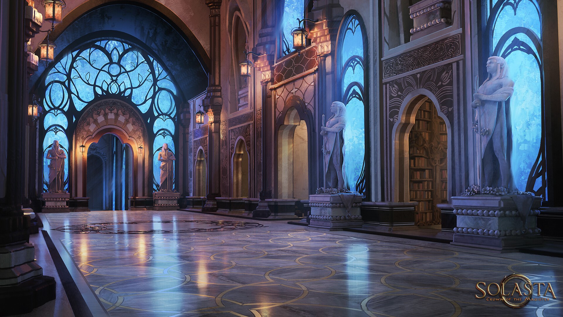 Solasta: Crown of the Magister Interior Hallway HD Wallpaper
