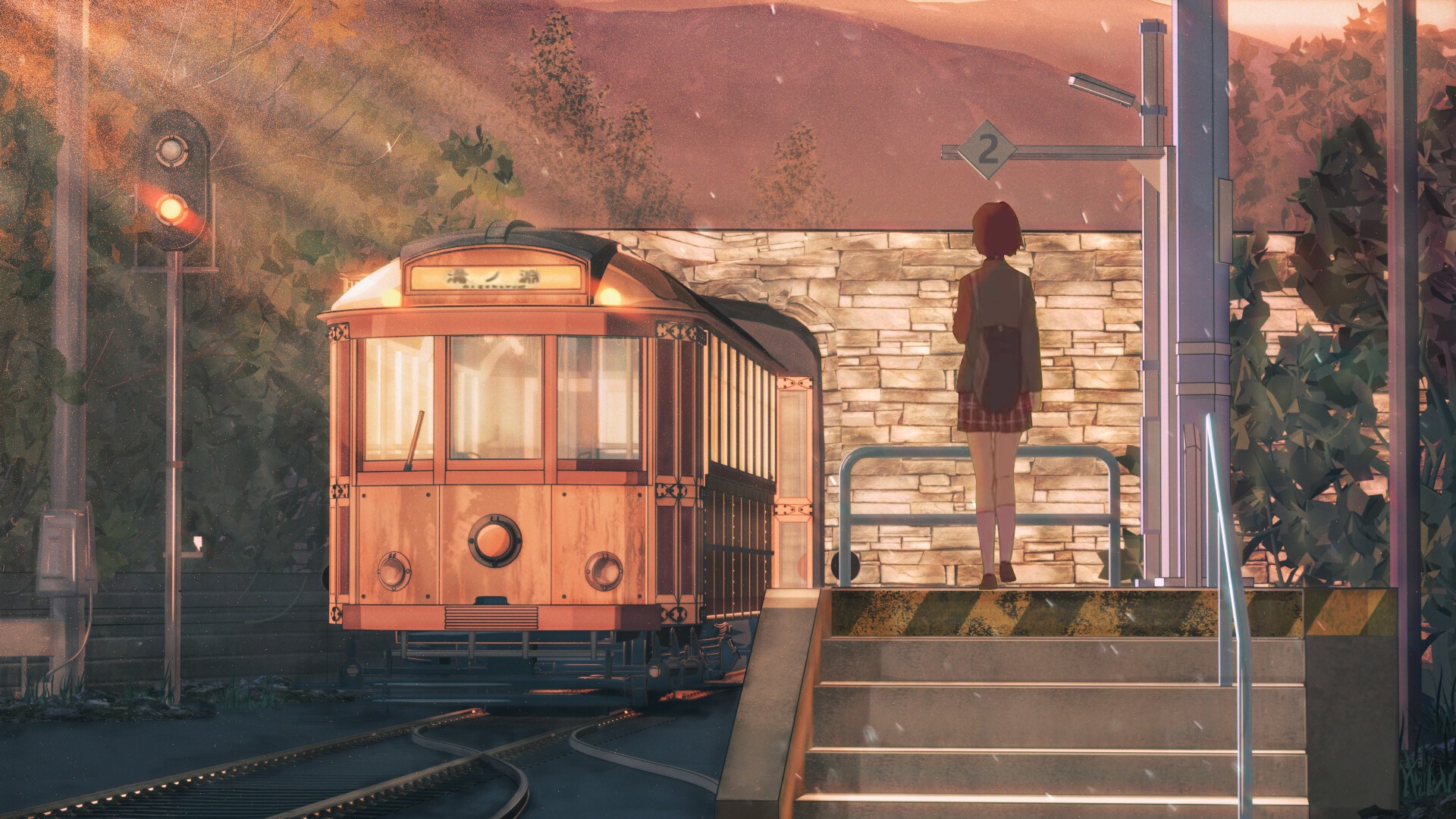 Girl waiting for a train at a station HD Wallpaper