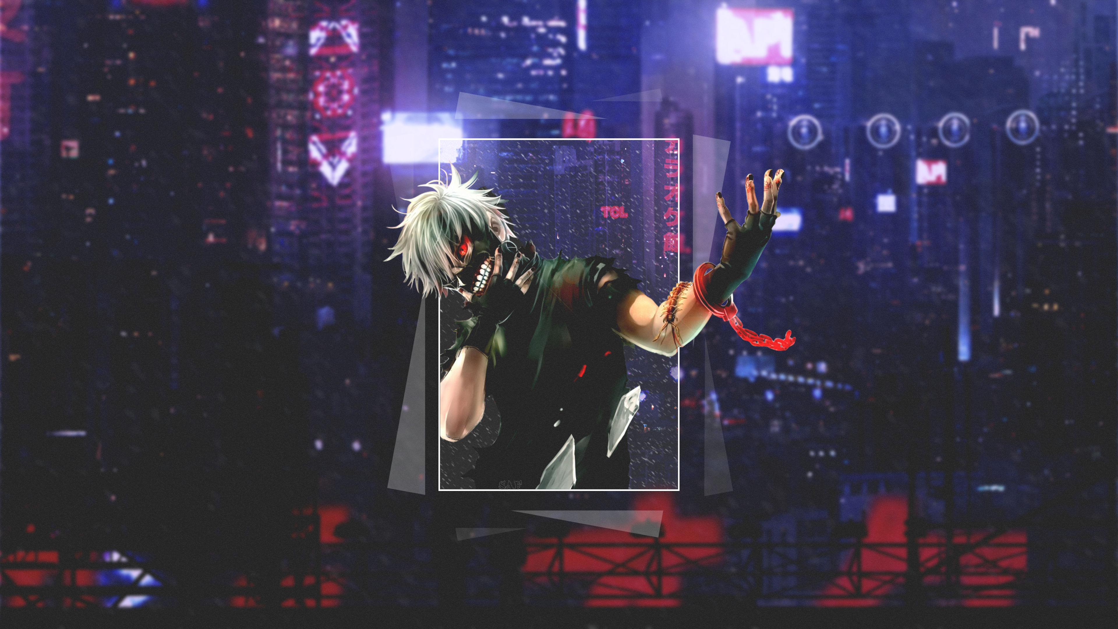 Kaneki Ken from Tokyo Ghoul in a dark city HD Wallpaper