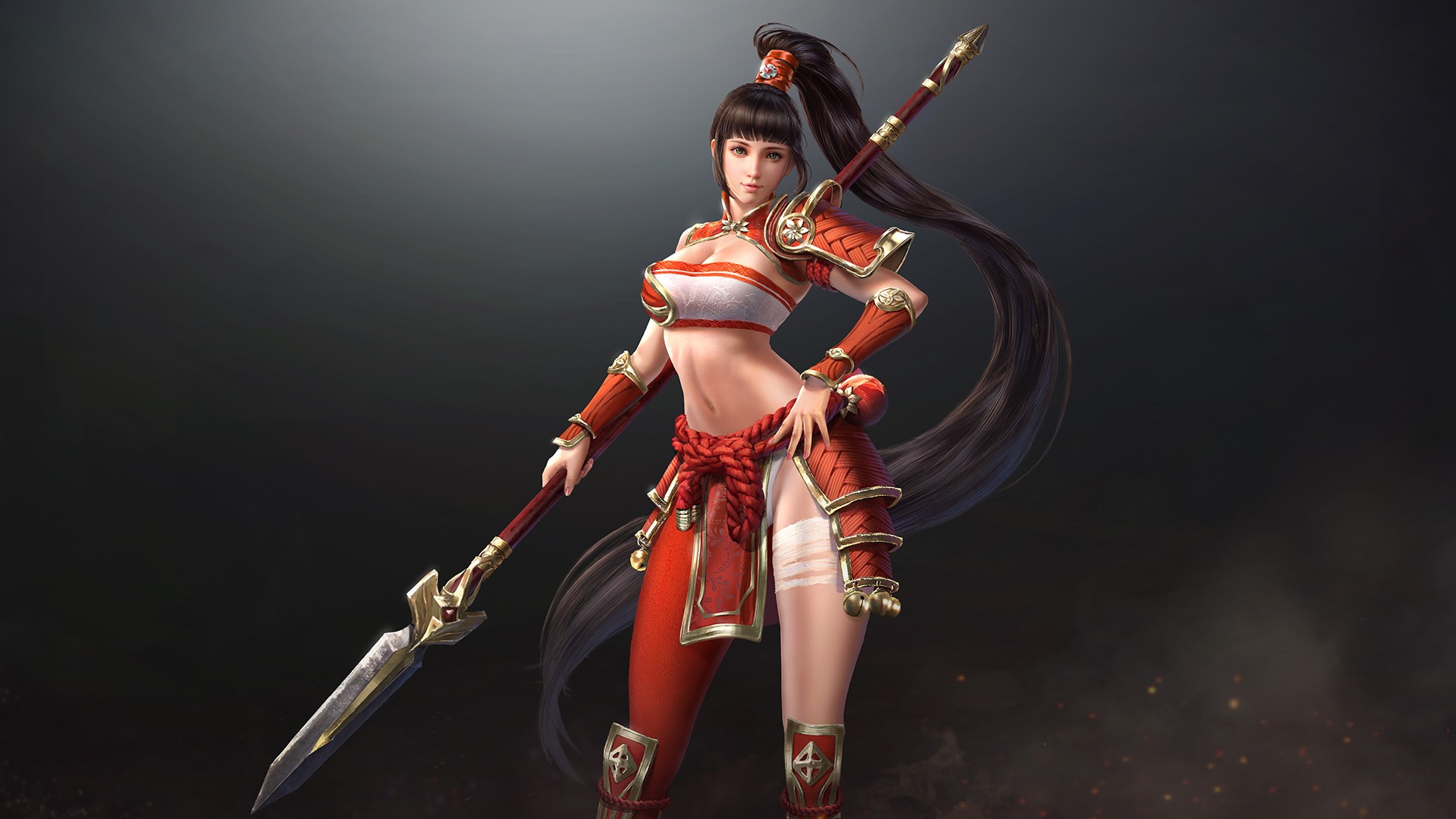 Fantasy warrior woman with spear HD Wallpaper