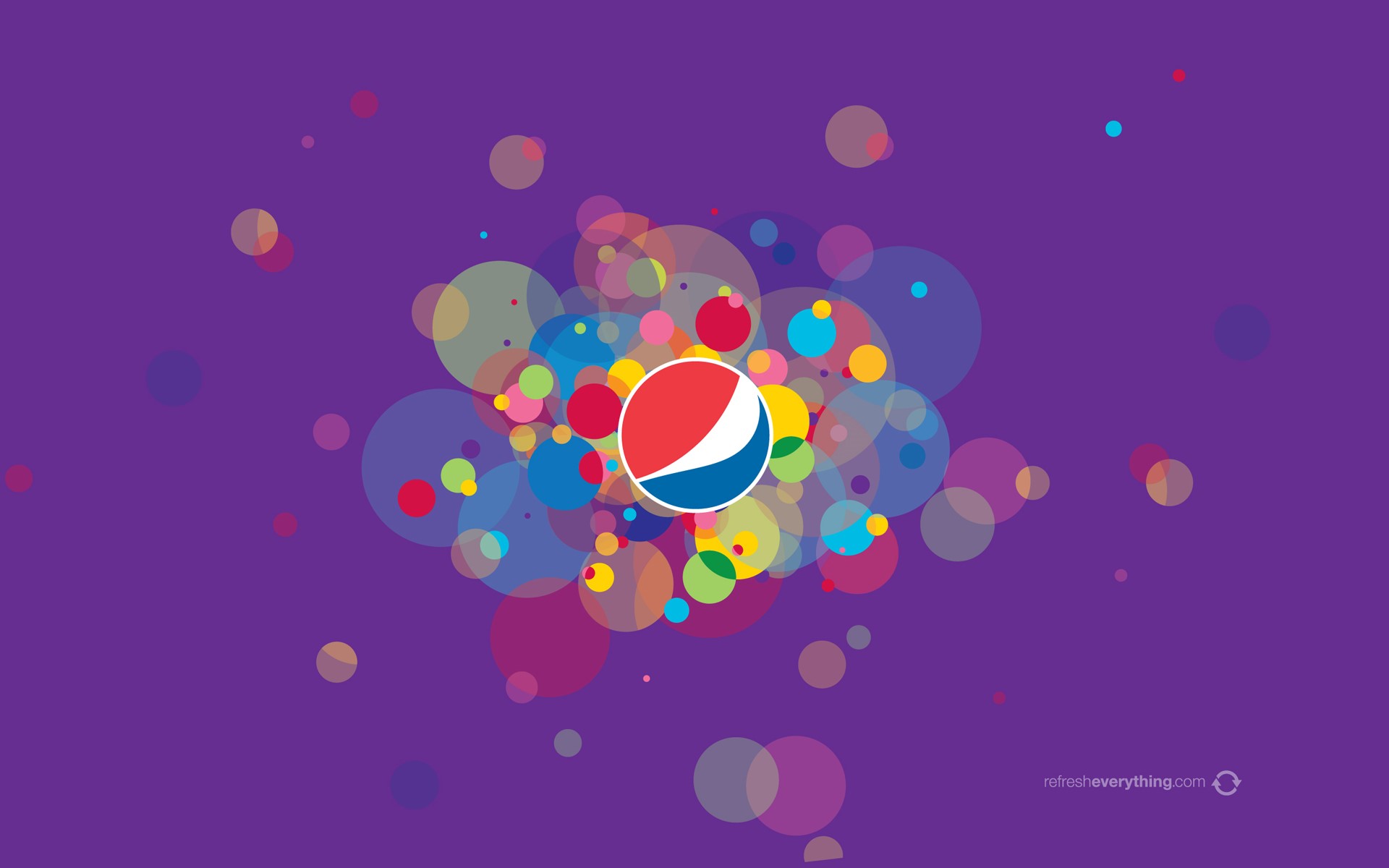 Pepsi logo with colorful circles and refresh everything website HD Wallpaper