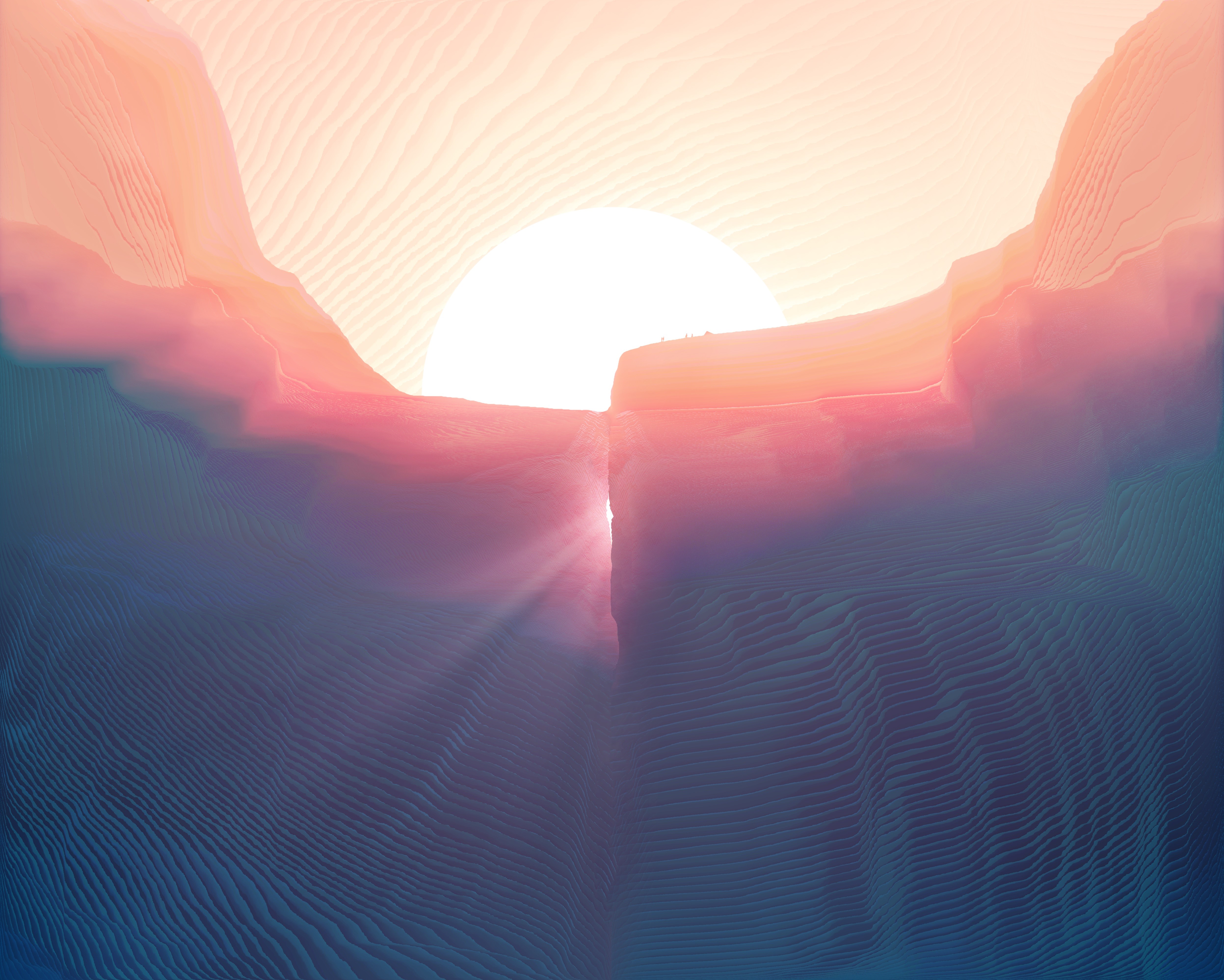 Abstract desert canyon at sunrise 4K HD Wallpaper