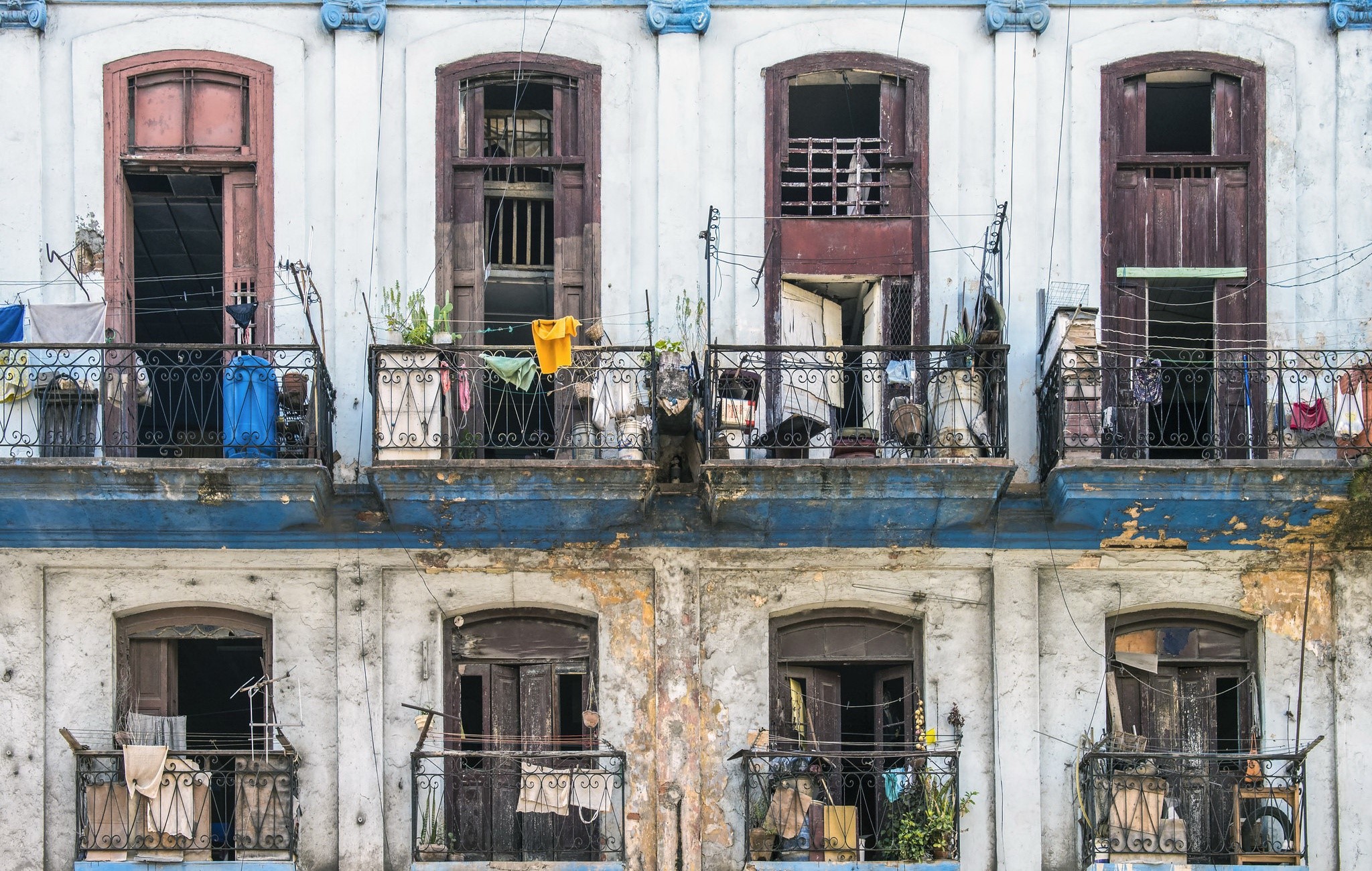 Old building with balconies and windows HD Wallpaper