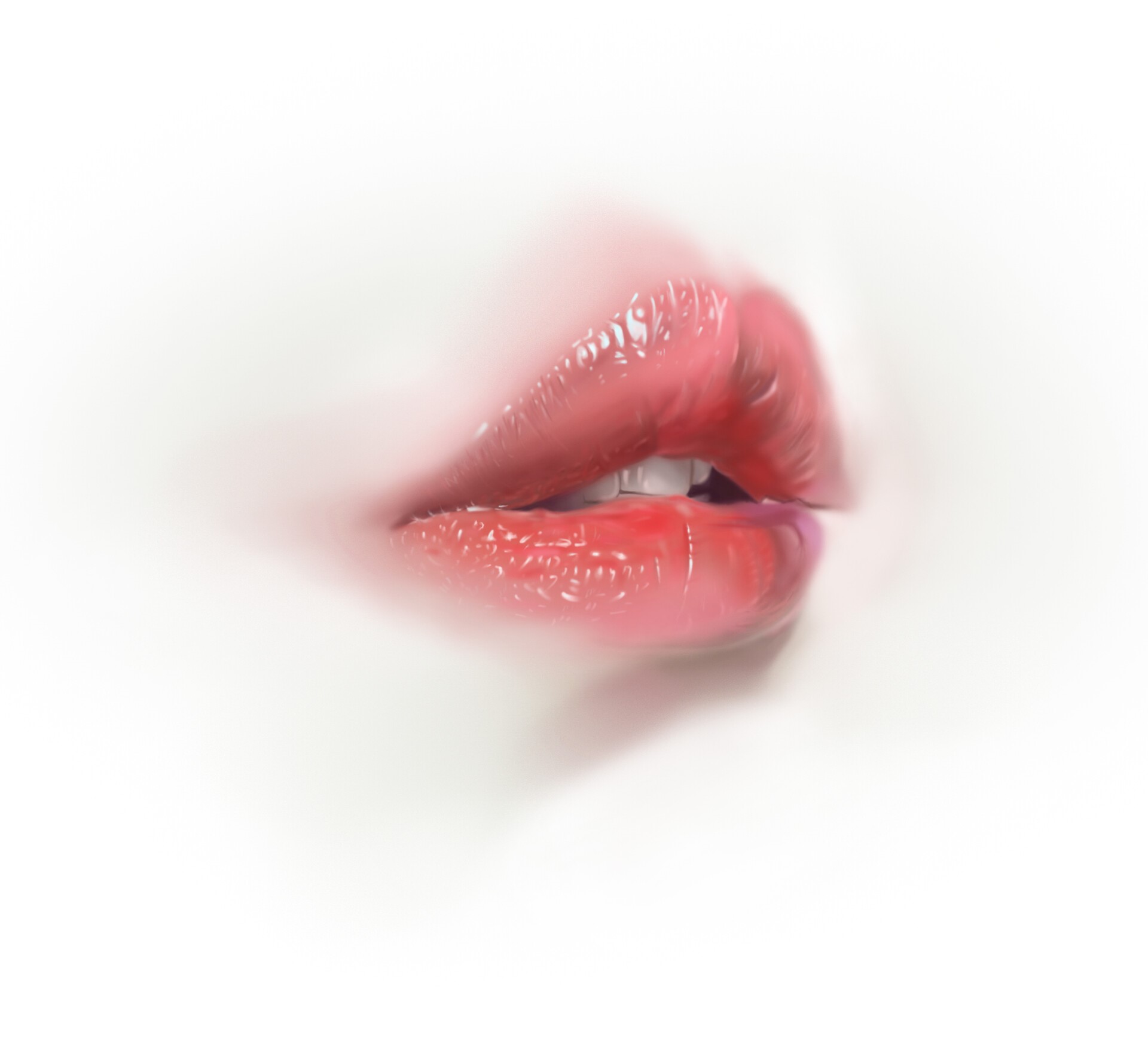 Close-up of glossy red lips HD Wallpaper