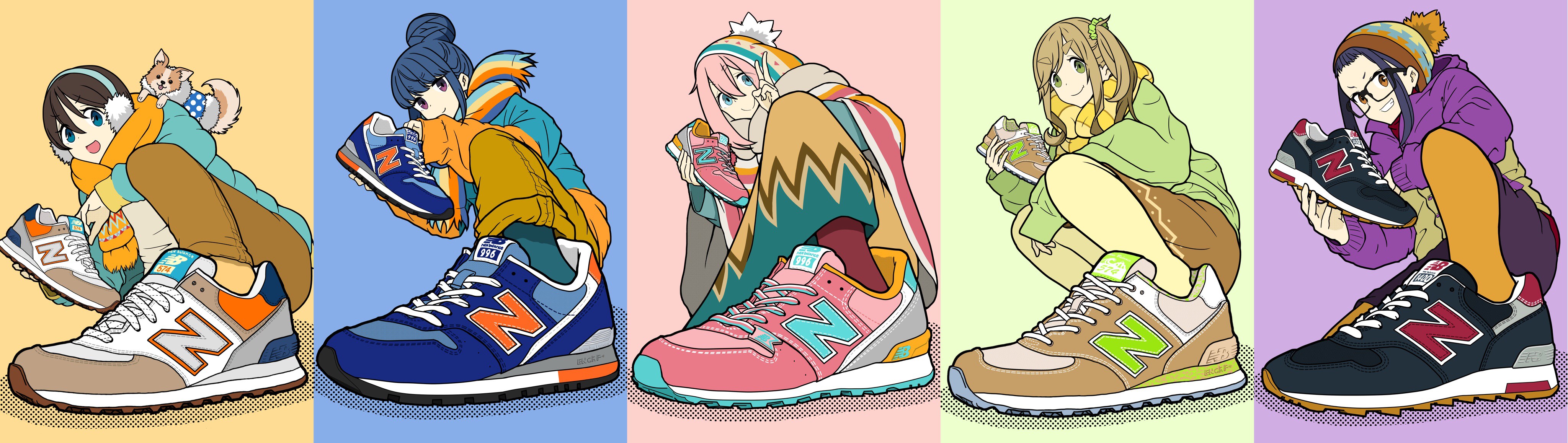 Anime girls with New Balance shoes HD Wallpaper