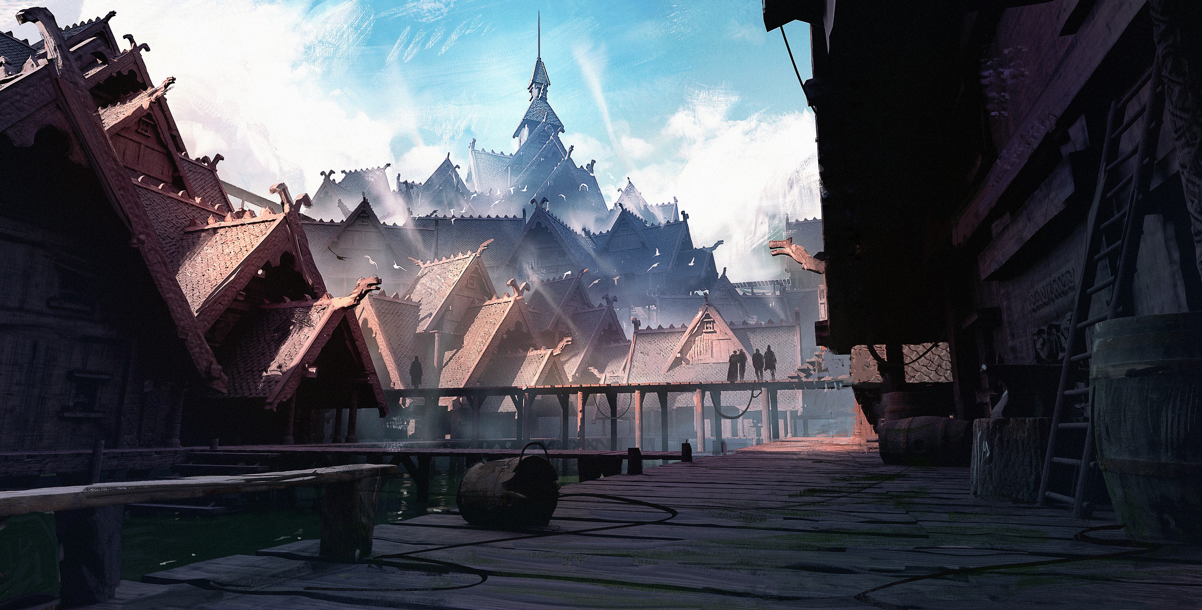 4K Digital Art of Whiterun City from Skyrim HD Wallpaper