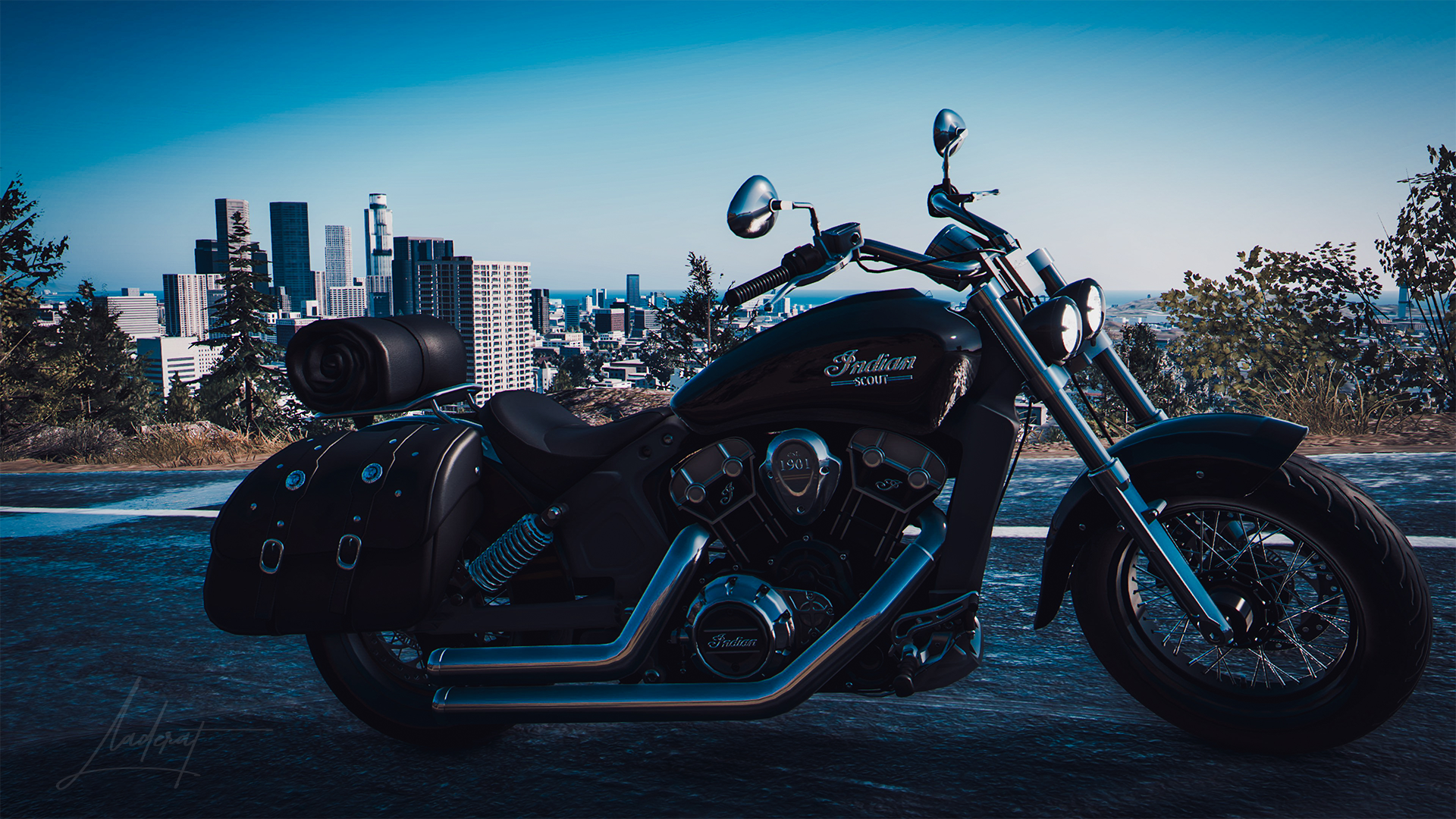 Black Indian Scout motorcycle in The Crew 2 HD Wallpaper