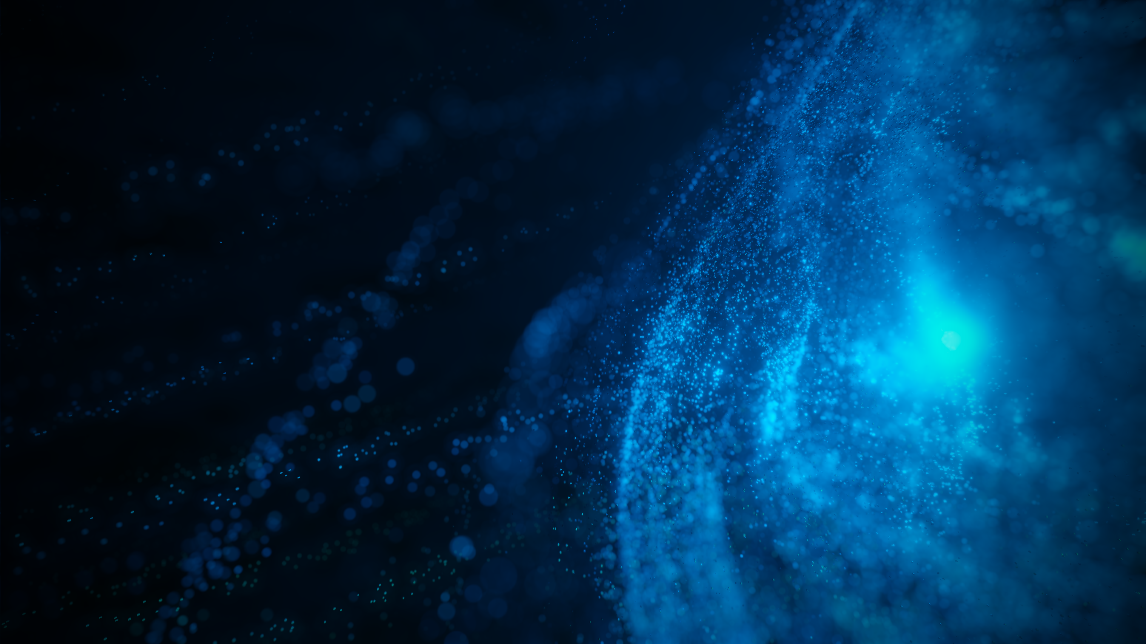 Abstract blue particles and bokeh in dark space HD Wallpaper