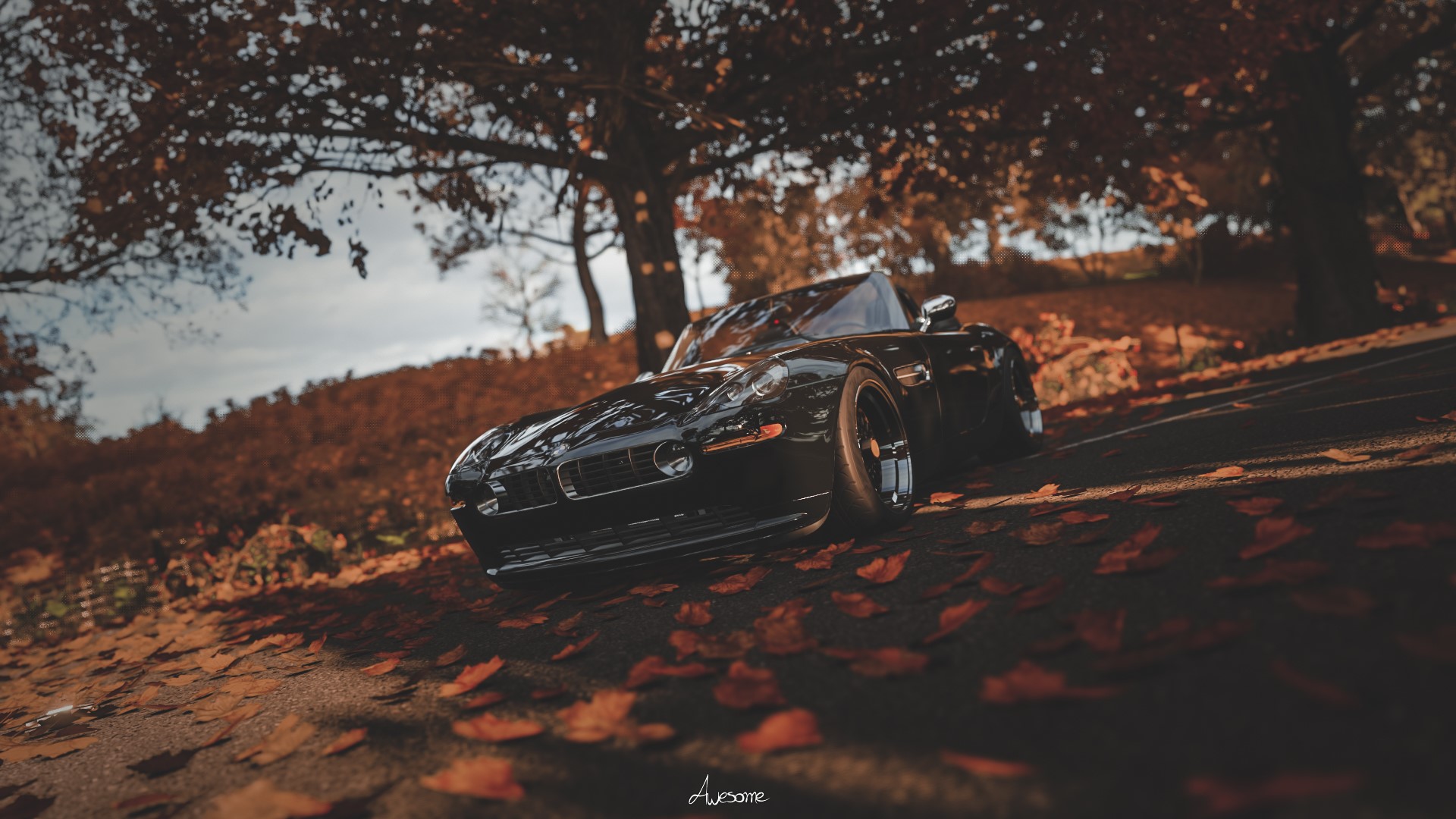 Black BMW Z8 in a Fall Forest - Forza Horizon 4 HD Wallpaper