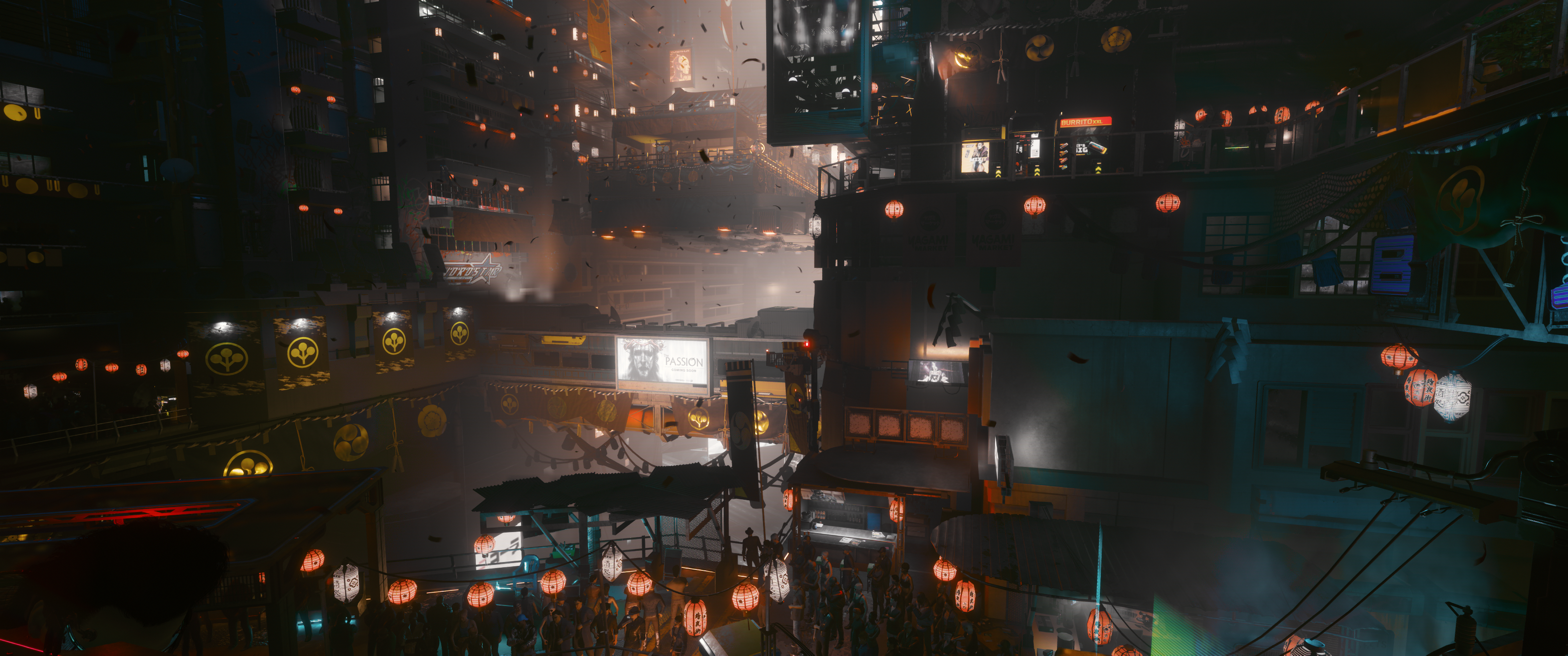Cyberpunk 2077 Night City street festival HD Wallpaper