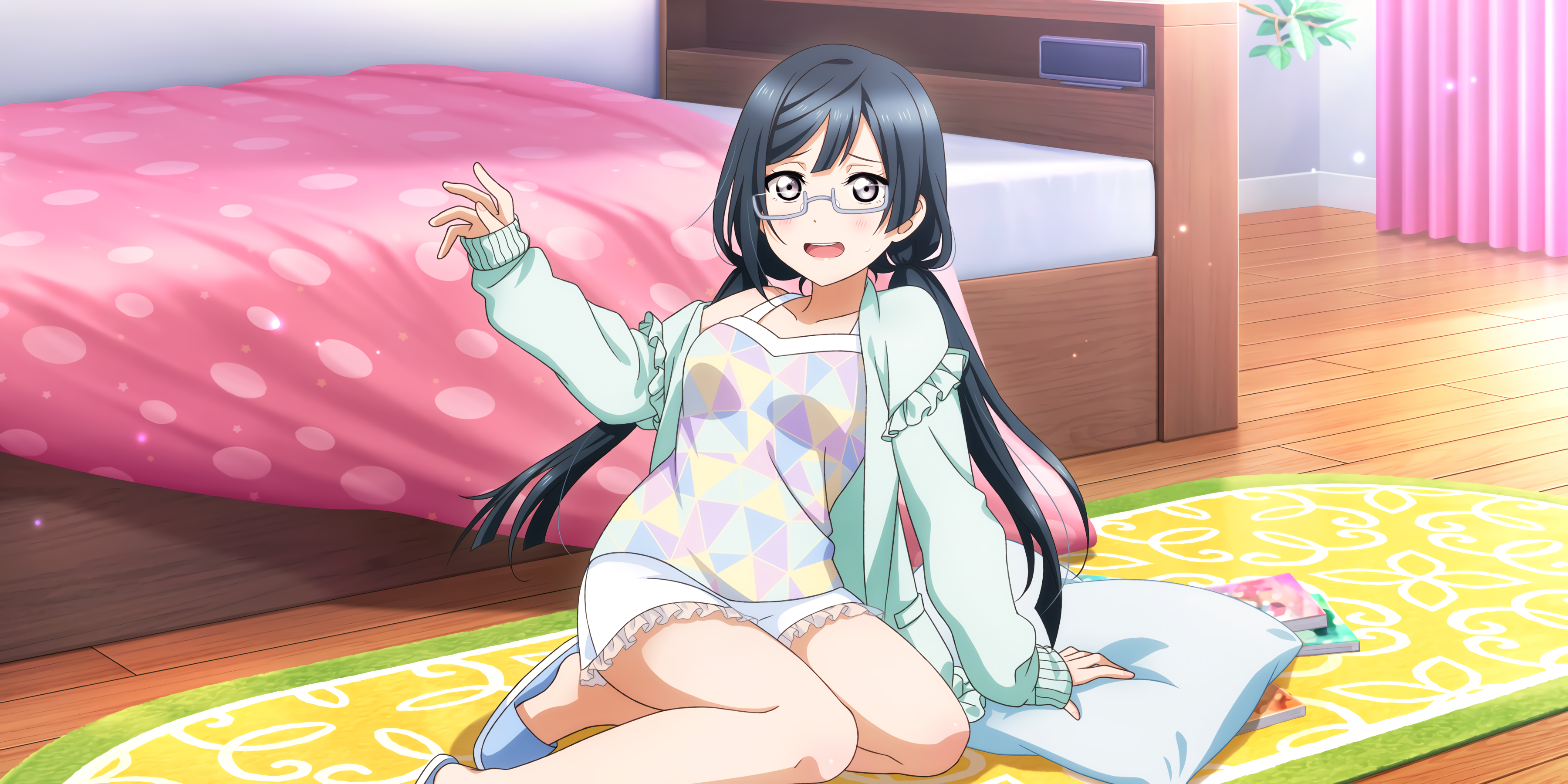 Yuki Setsuna from Love Live! Series in her room HD Wallpaper