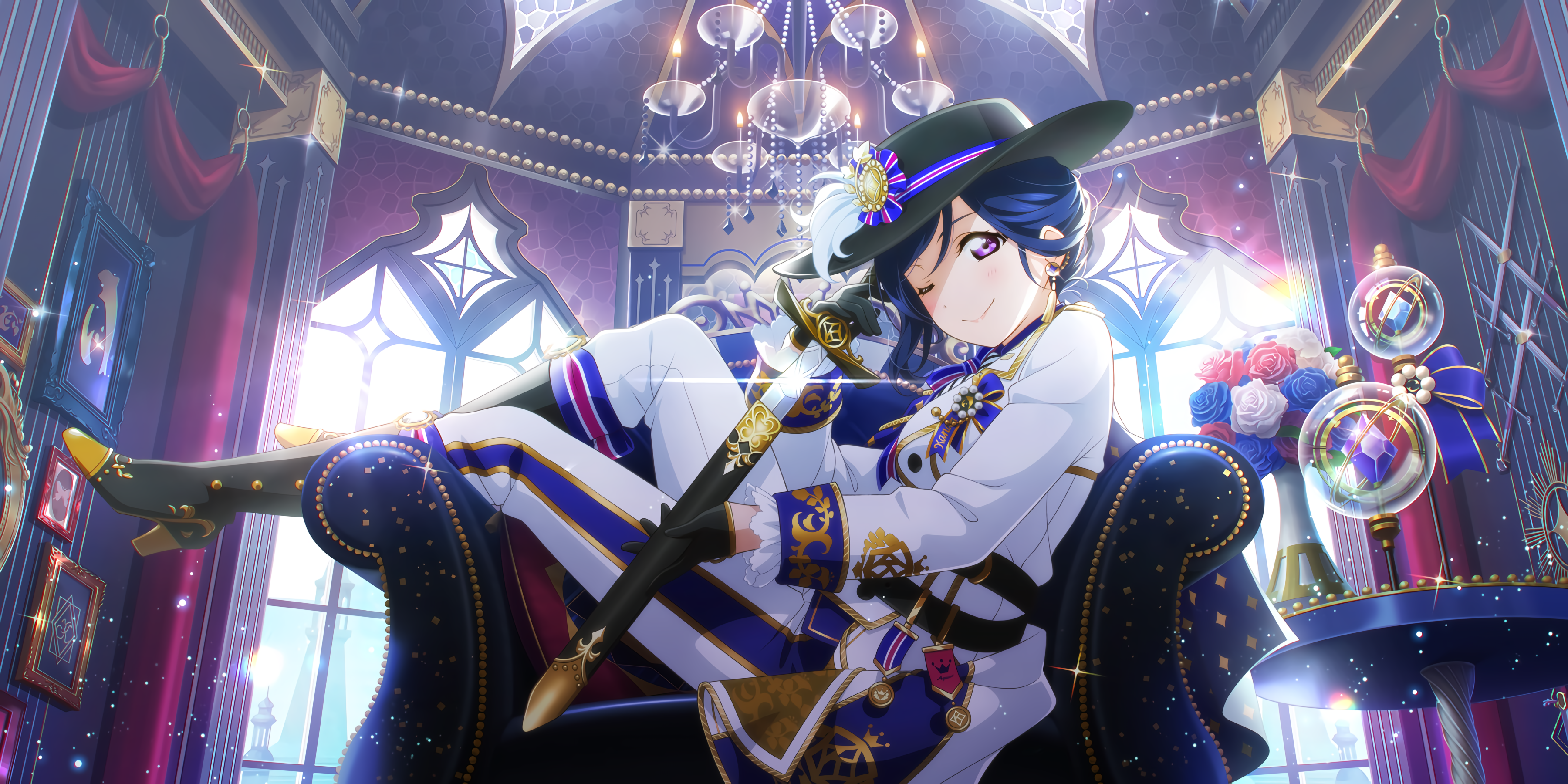 Matsuura Kanan in Elegant Fantasy Setting HD Wallpaper