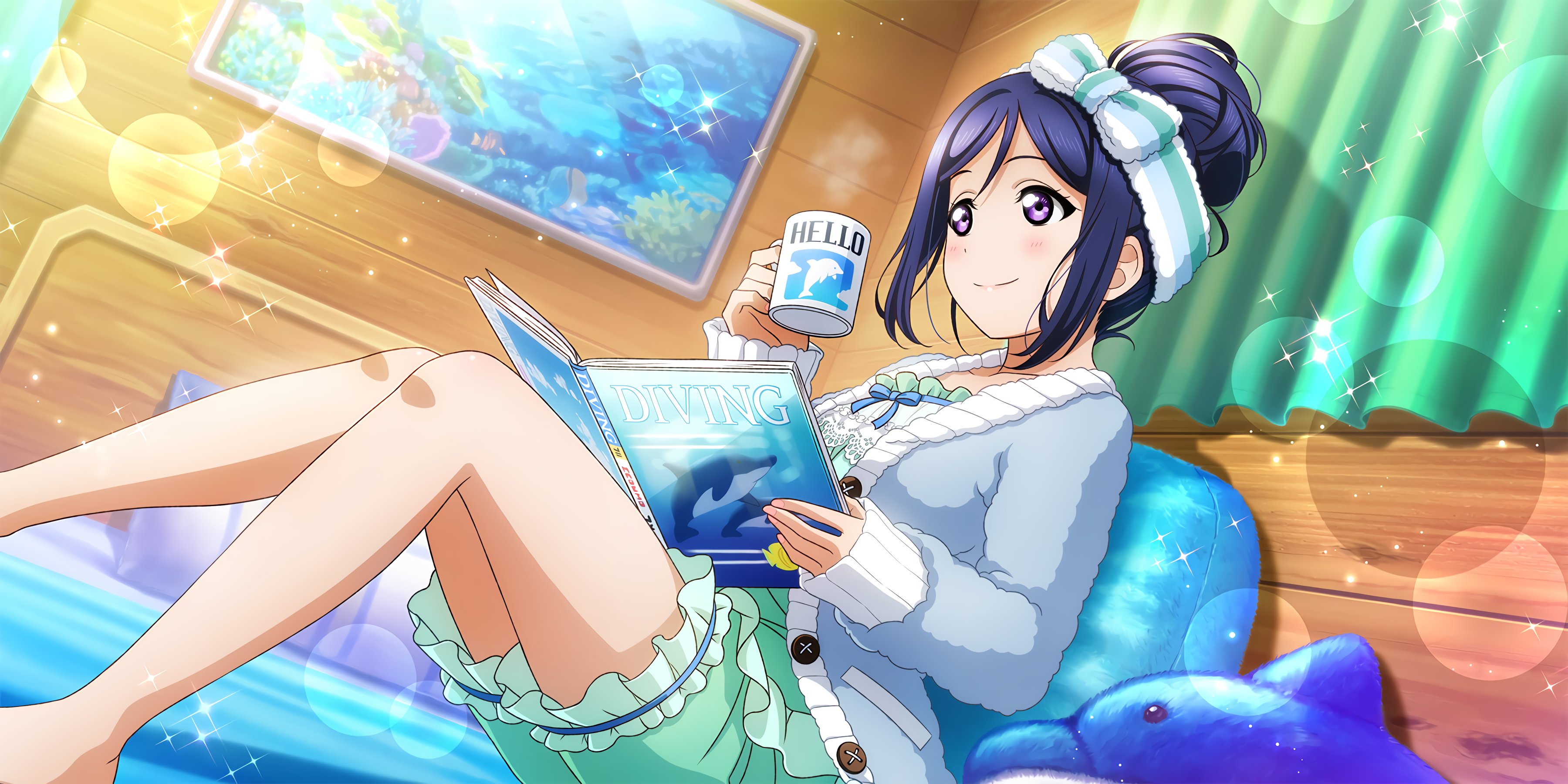 Matsuura Kanan from Love Live! Sunshine reading a magazine HD Wallpaper