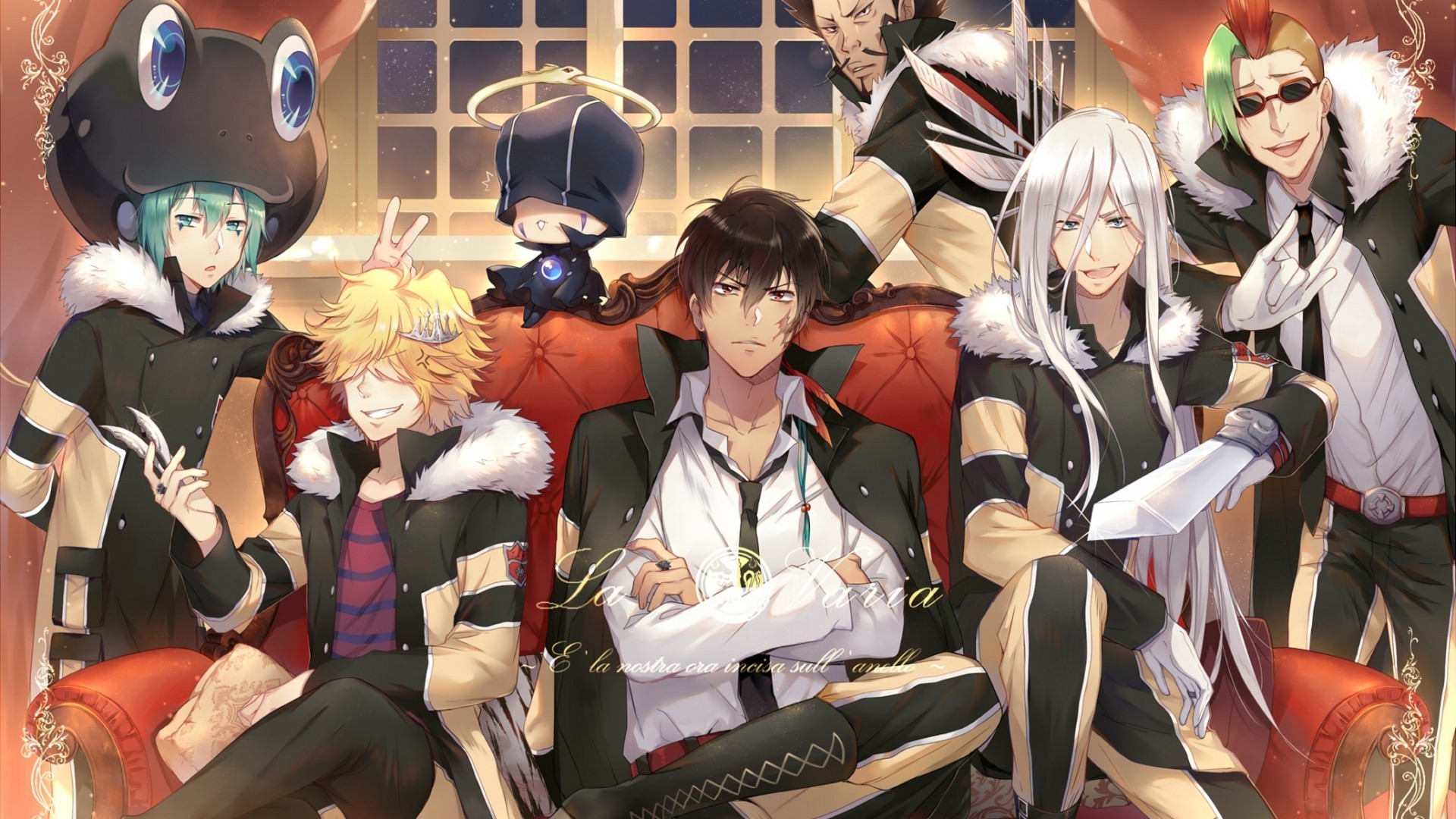 Group of anime boys sitting on a couch HD Wallpaper
