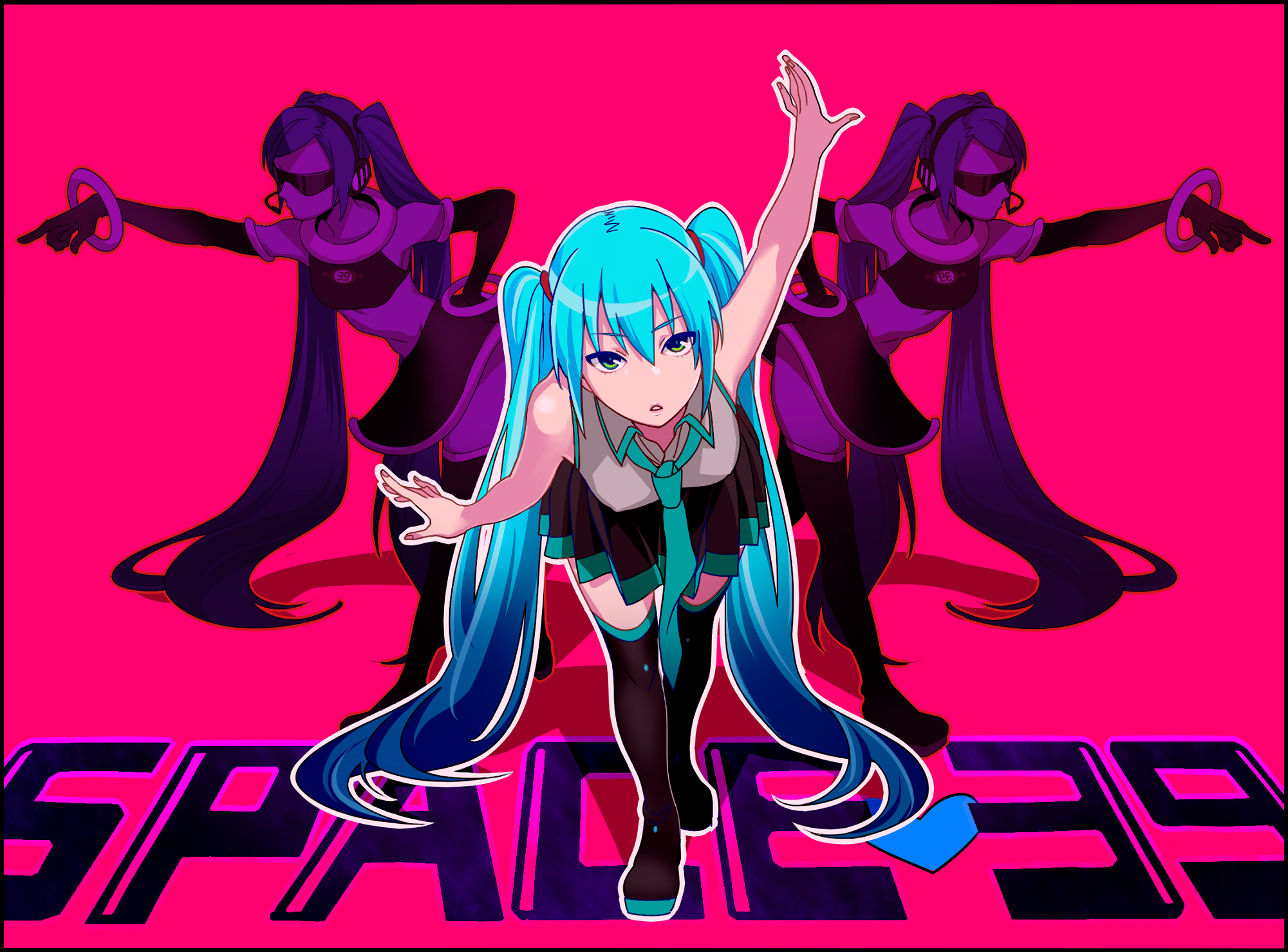 Hatsune Miku and dancers from Space 39 HD Wallpaper