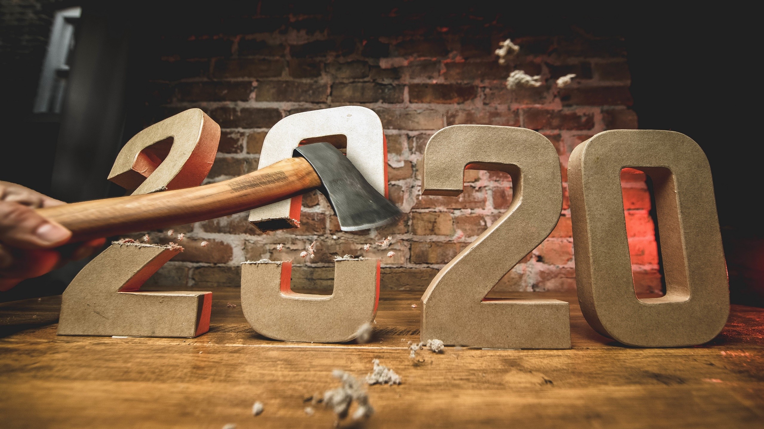 An axe striking the number 2020 HD Wallpaper